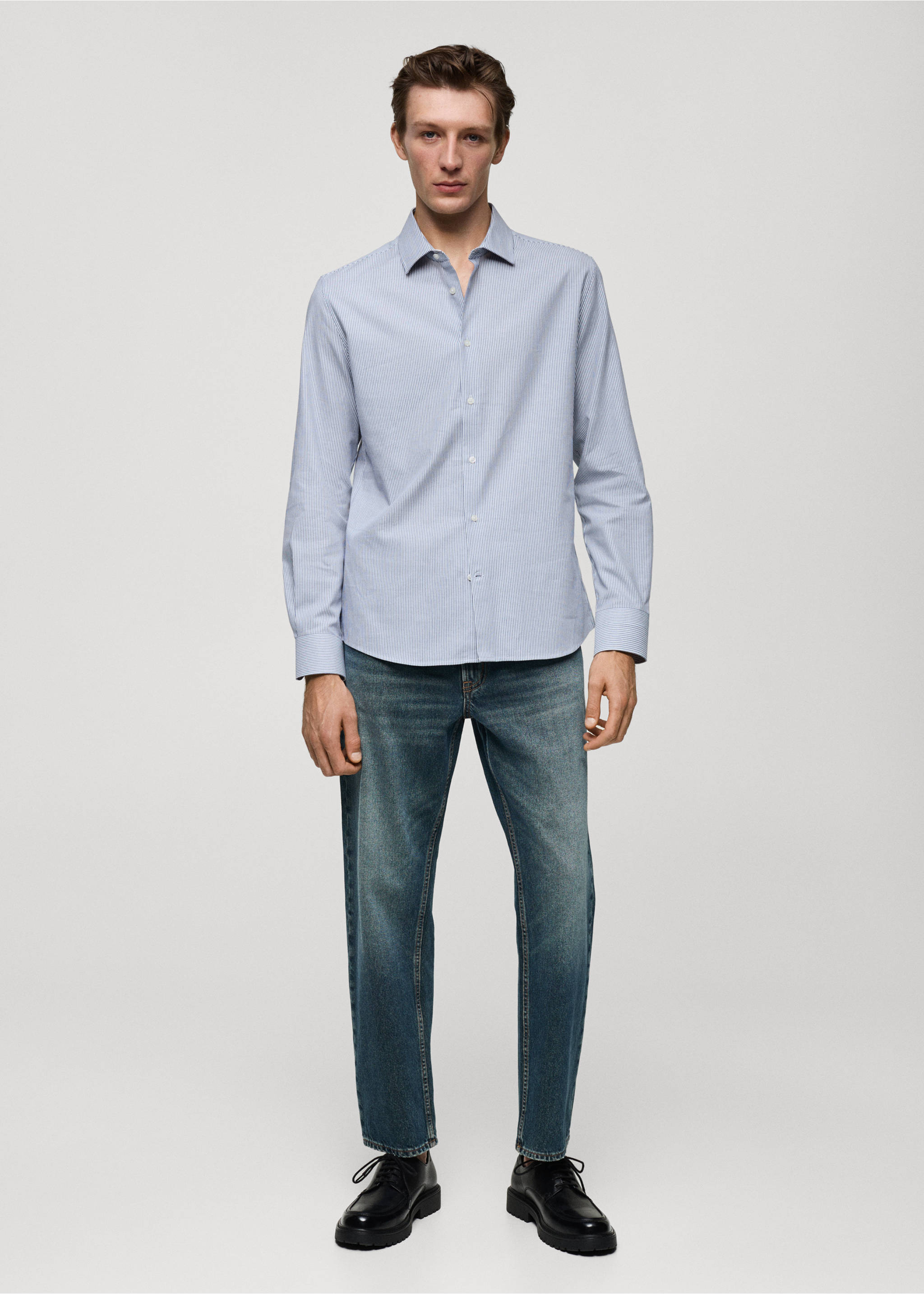 100% cotton flannel stripe shirt - General plane, Ink Blue. Ref: 77047925-00.