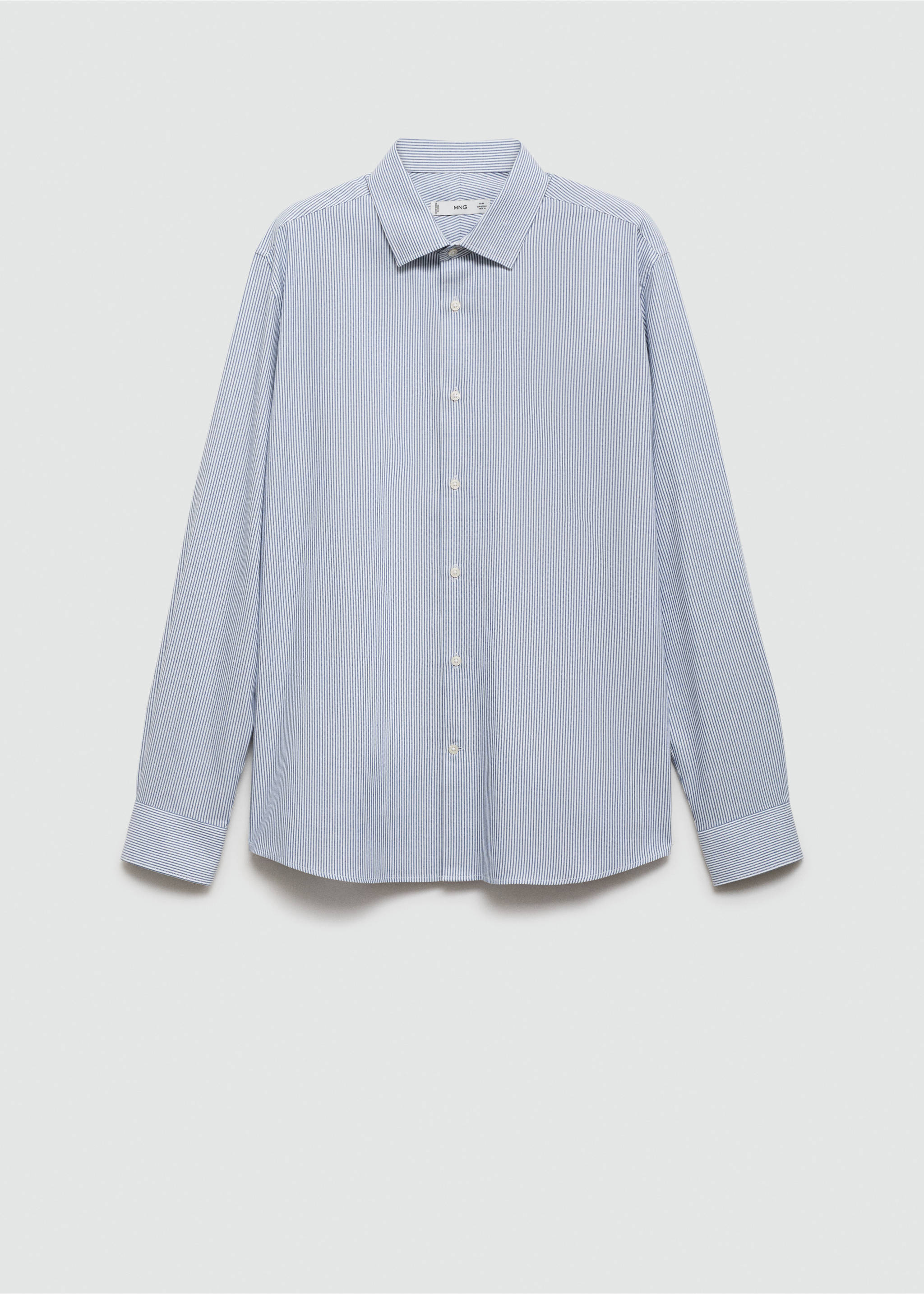 100% cotton flannel stripe shirt - Article without model, Ink Blue. Ref: 77047925-00.