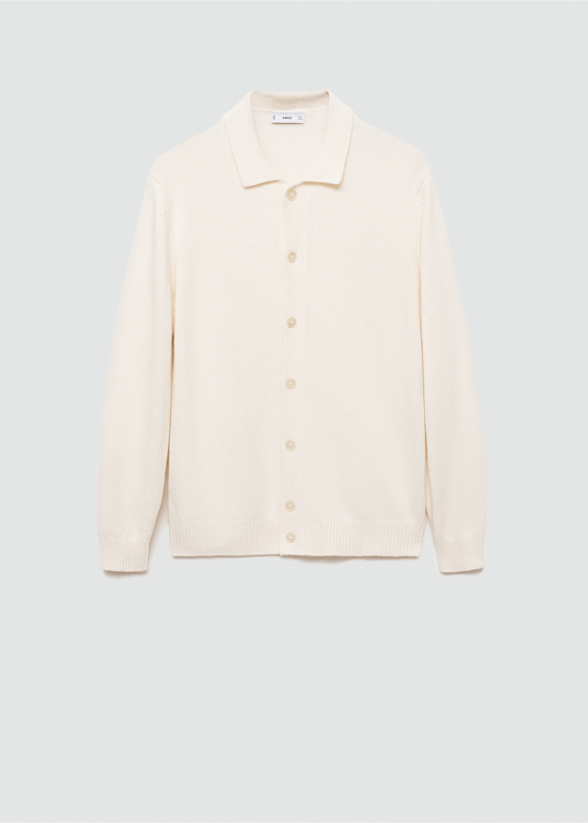 Woll-Cardigan mit Rippmuster - Artikel ohne Model, Cremeweiß. Ref: 77047928-00.