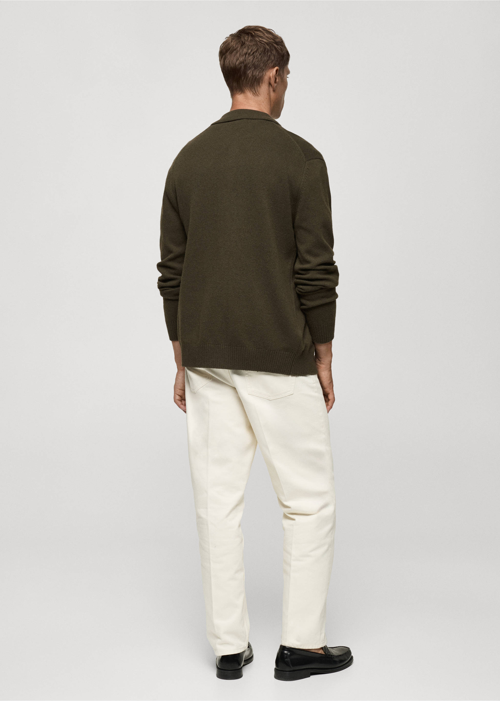 Cárdigan lana punto canalé - Reverso del artículo, Khaki. Ref: 77047928-00.