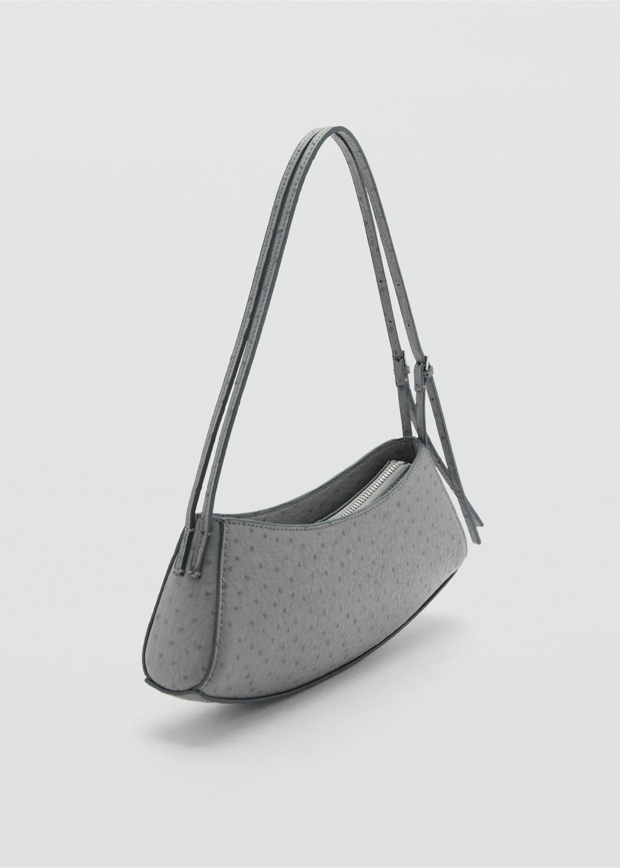 Oval textured bag - Medium plane, Grey. Ref: 77047933-00.