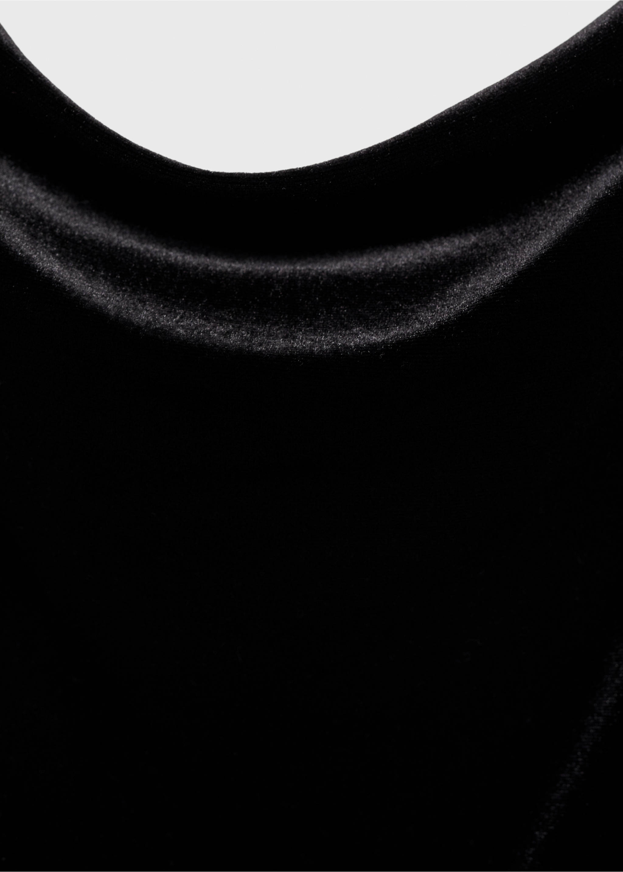 Velvet top with rhinestone straps - Details of the article 0, Black. Ref: 77048266-00.