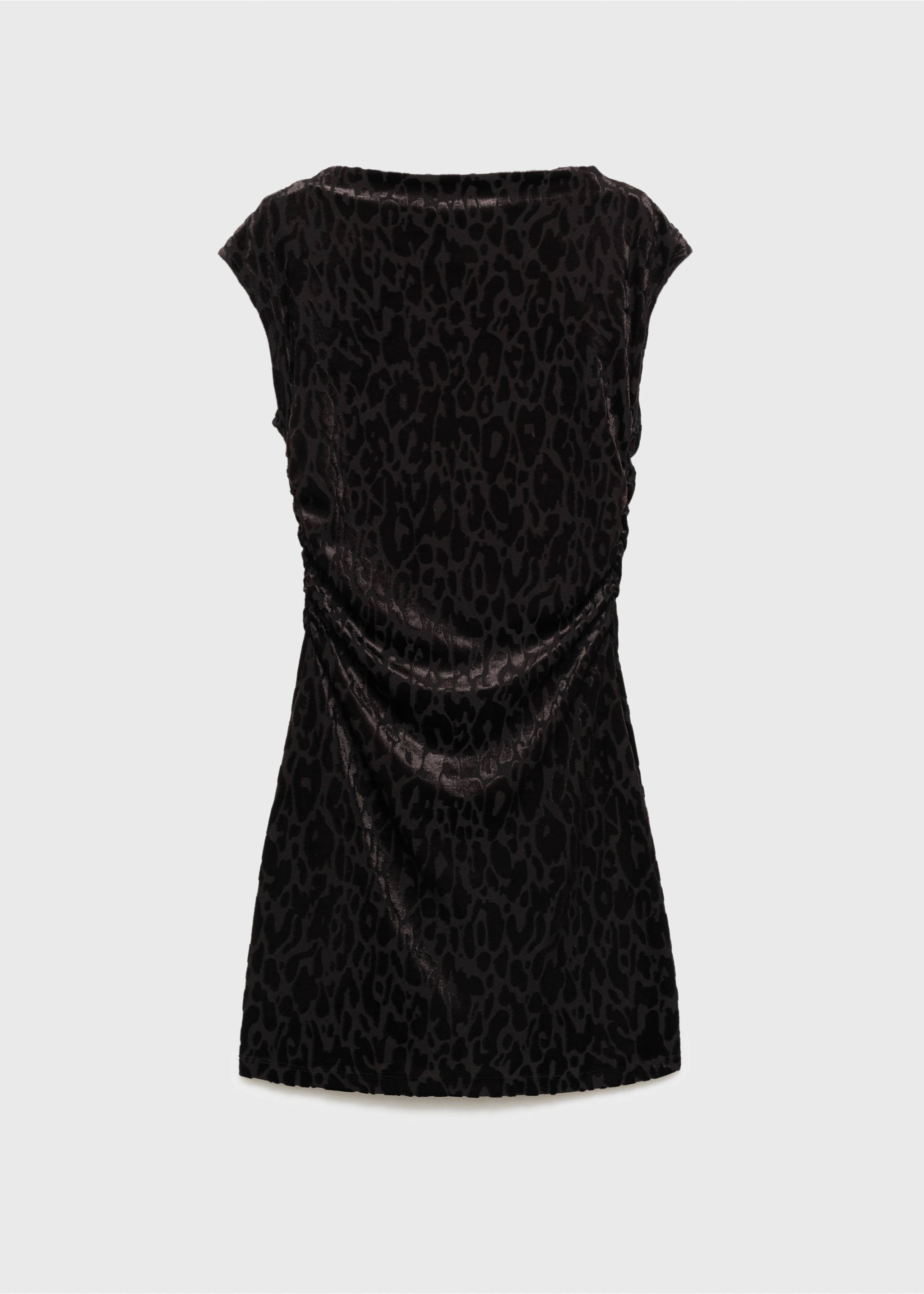 Short velvet leopard-print dress - Article without model, Black. Ref: 77048267-00.