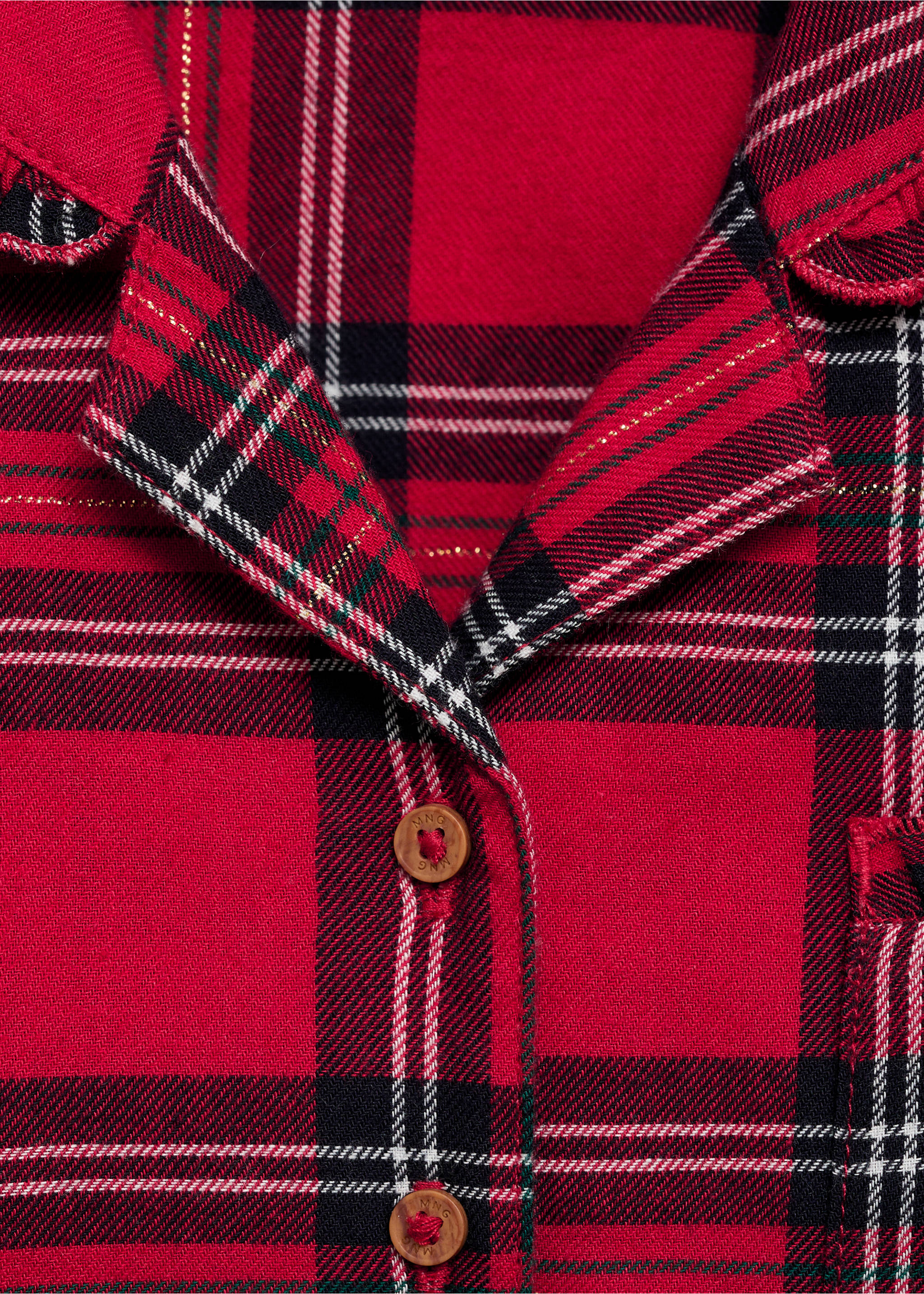 Checked cotton pyjamas - Details of the article 8, Red. Ref: 77048269-00.