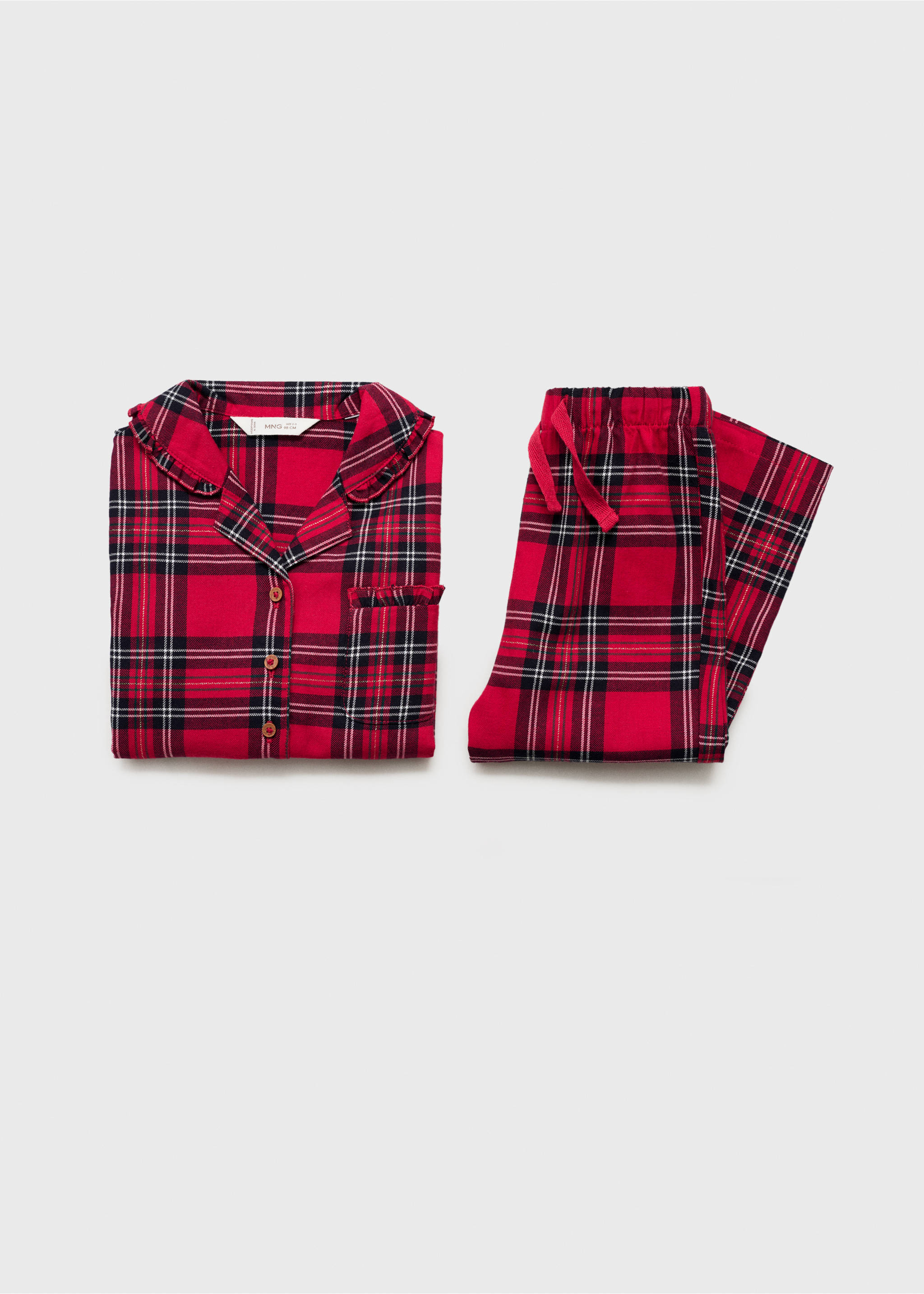 Checked cotton pyjamas - Details of the article 0, Red. Ref: 77048269-00.