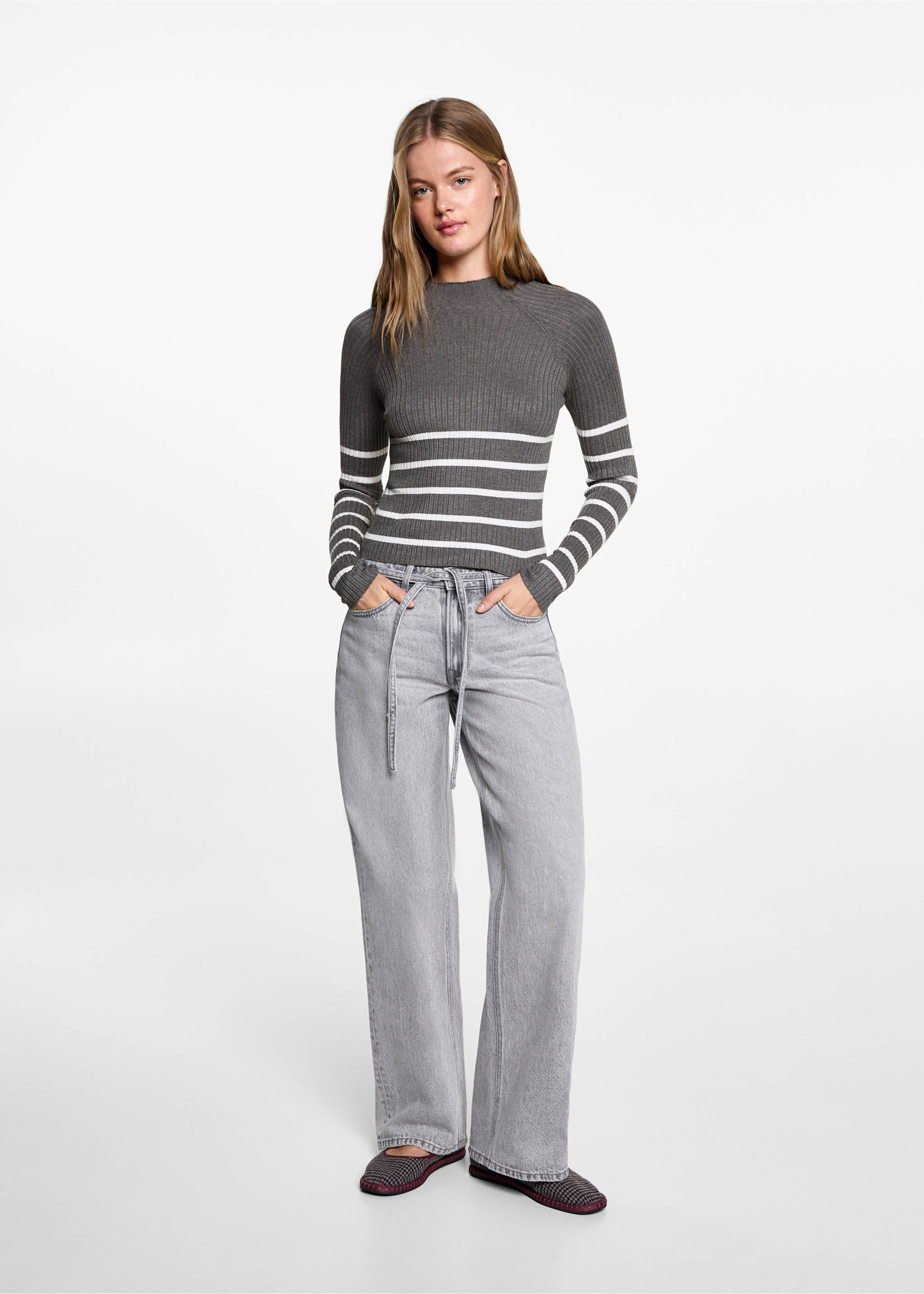 Turtleneck ribbed sweater - General plane, Medium Heather Grey. Ref: 77048273-00.