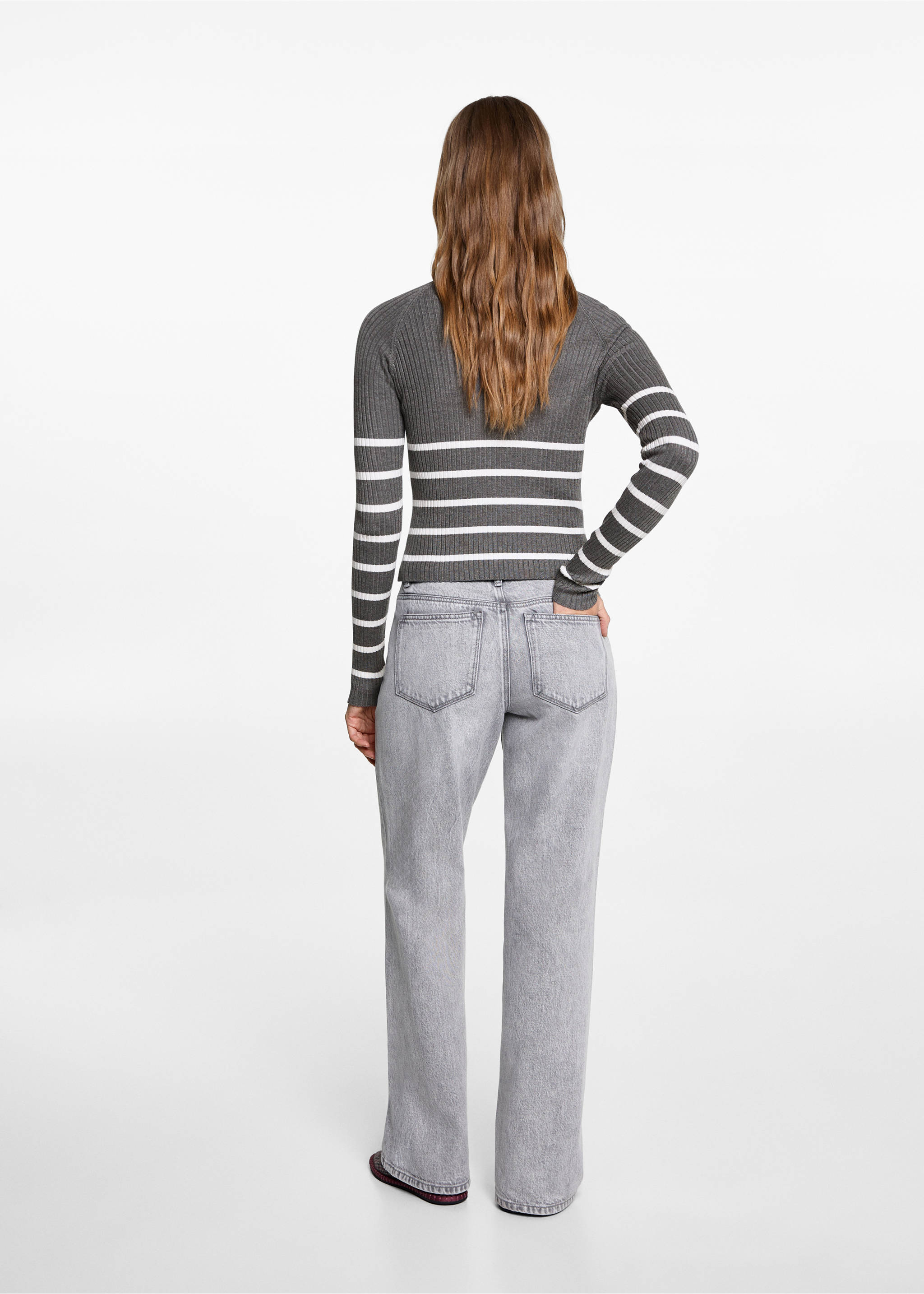 Turtleneck ribbed sweater - Reverse of the article, Medium Heather Grey. Ref: 77048273-00.
