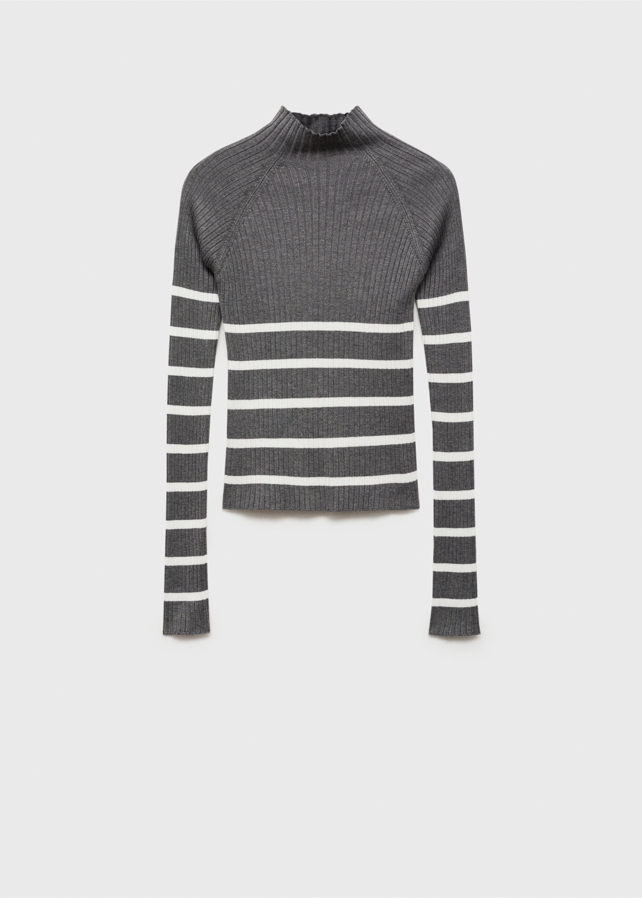 Turtleneck ribbed sweater - Article without model, Medium Heather Grey. Ref: 77048273-00.