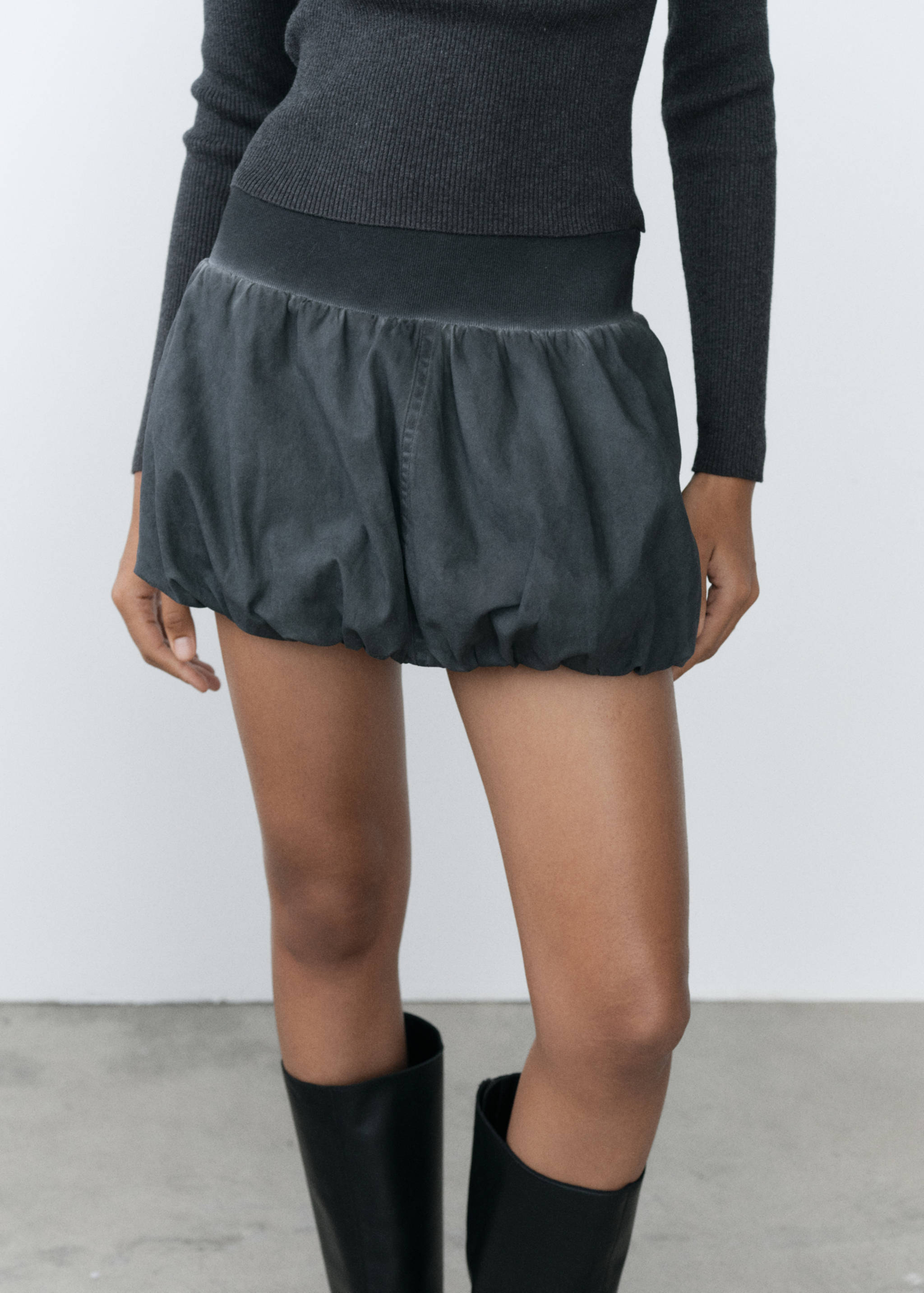 Washed-effect balloon mini-skirt - Medium plane