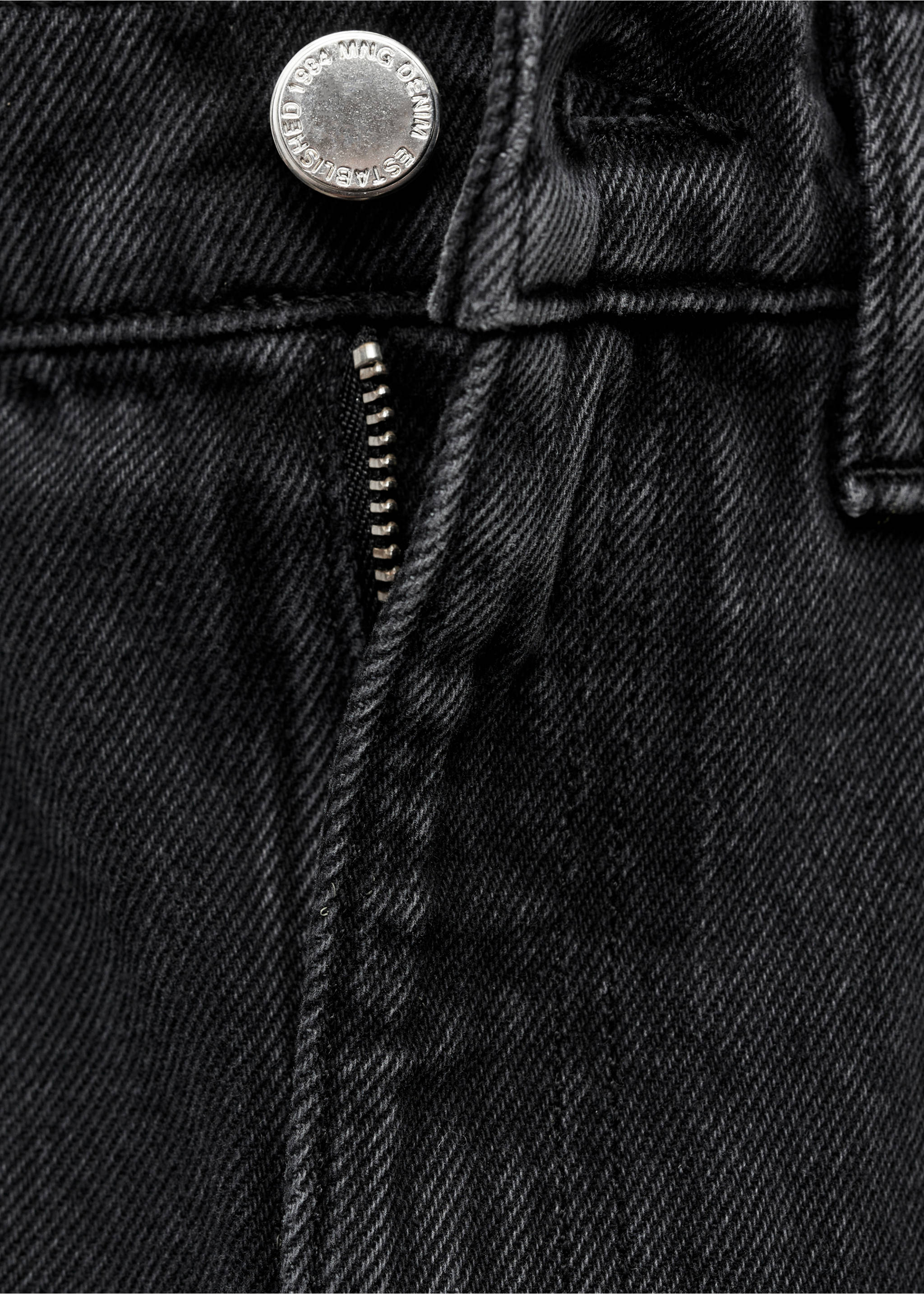 Washed-effect balloon mini-skirt - Details of the article 8, Grey. Ref: 77048633-00.