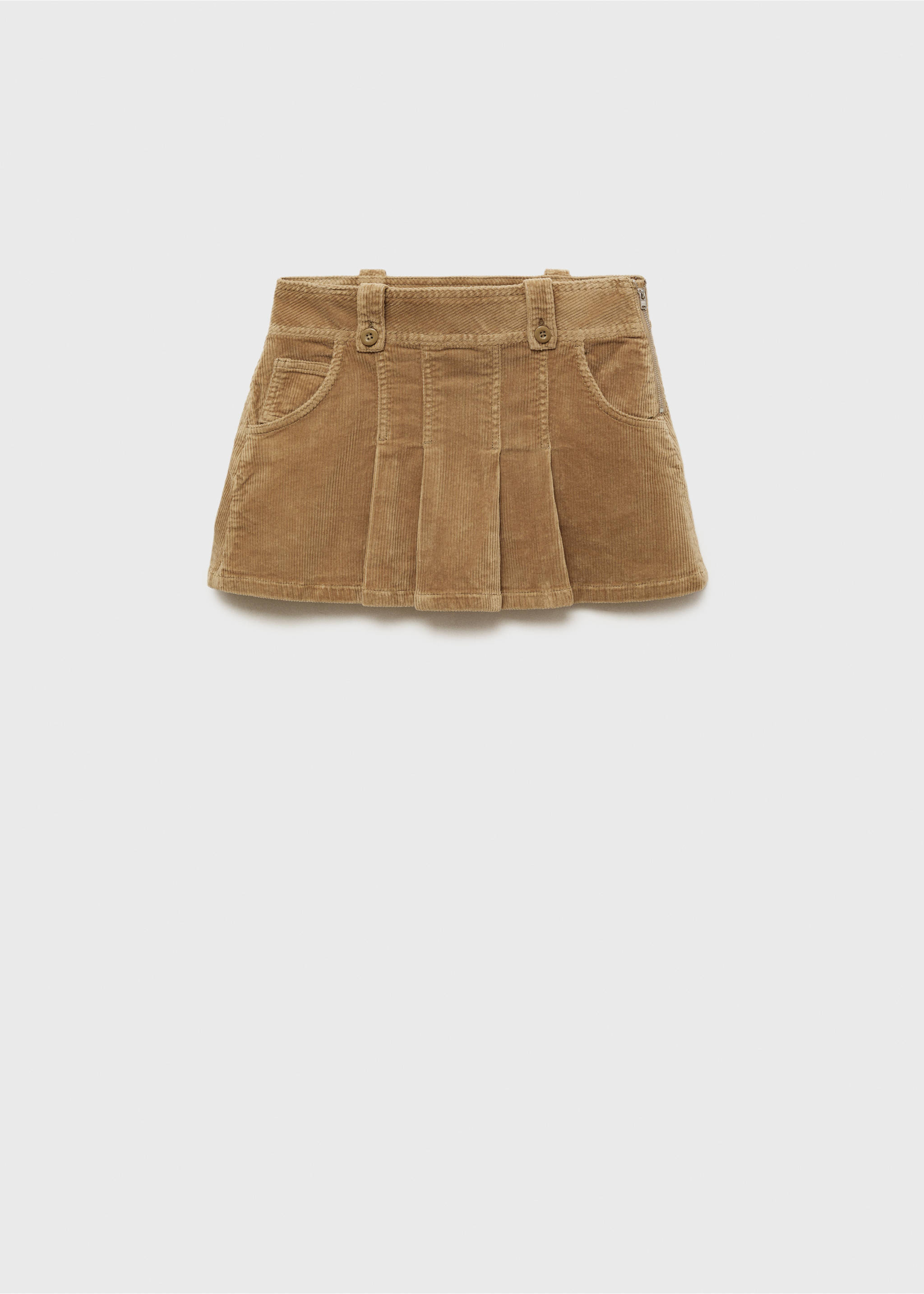 Falten-Minirock aus Cord - Artikel ohne Model, Khaki. Ref: 77048636-00.