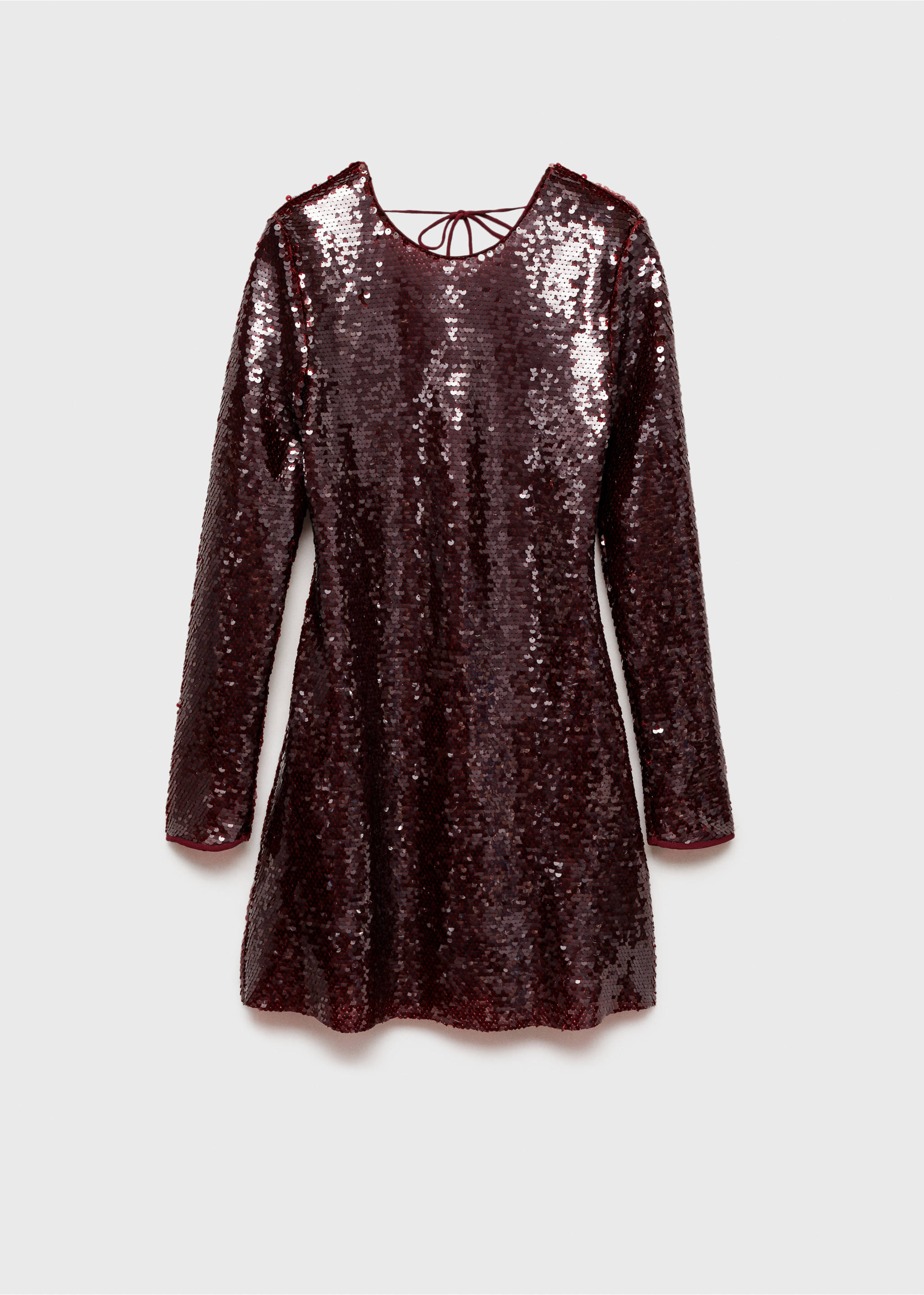 Scoop-back sequin dress - Article without model, Maroon. Ref: 77049058-00.