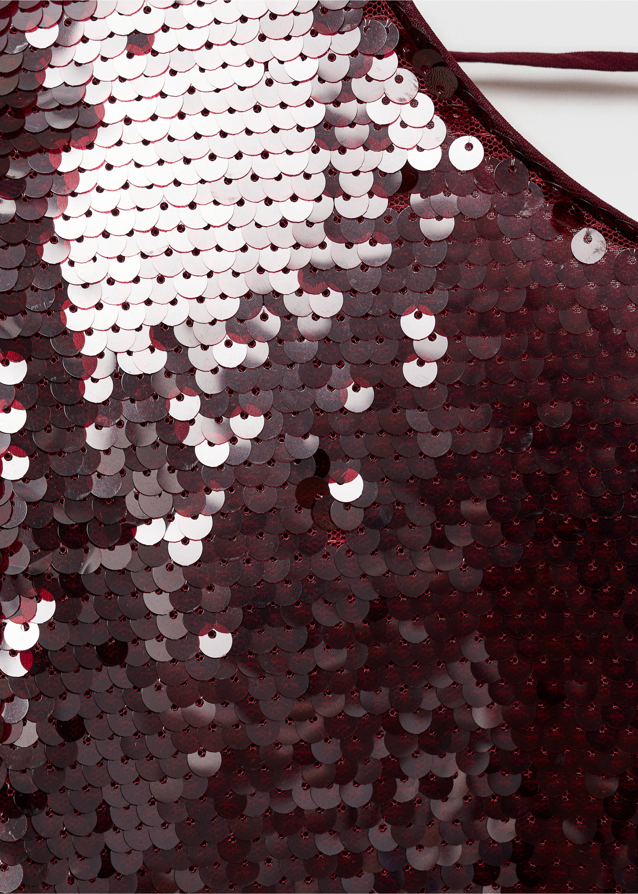 Scoop-back sequin dress - Details of the article 8, Maroon. Ref: 77049058-00.