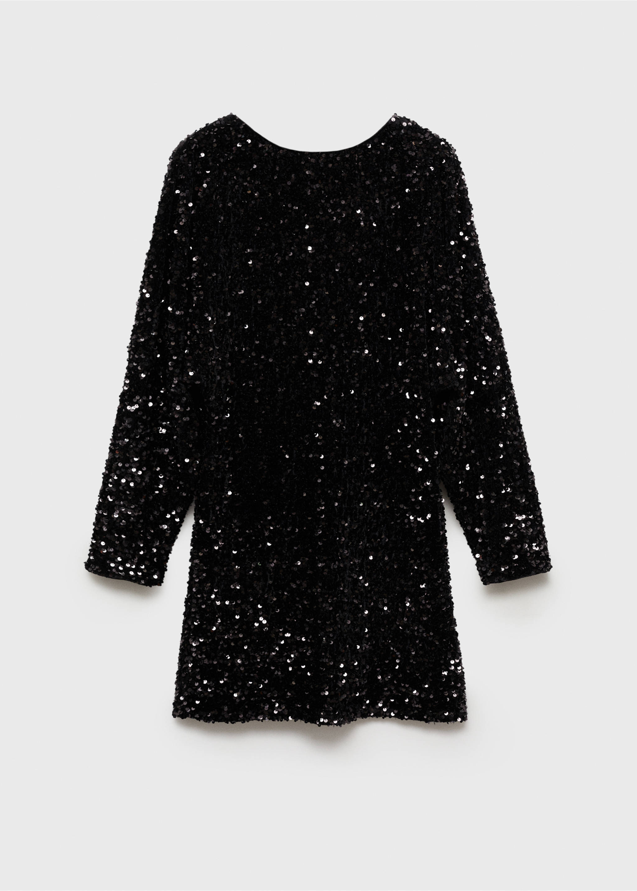 Puffed sleeves sequined dress - Article without model, Black. Ref: 77049059-00.
