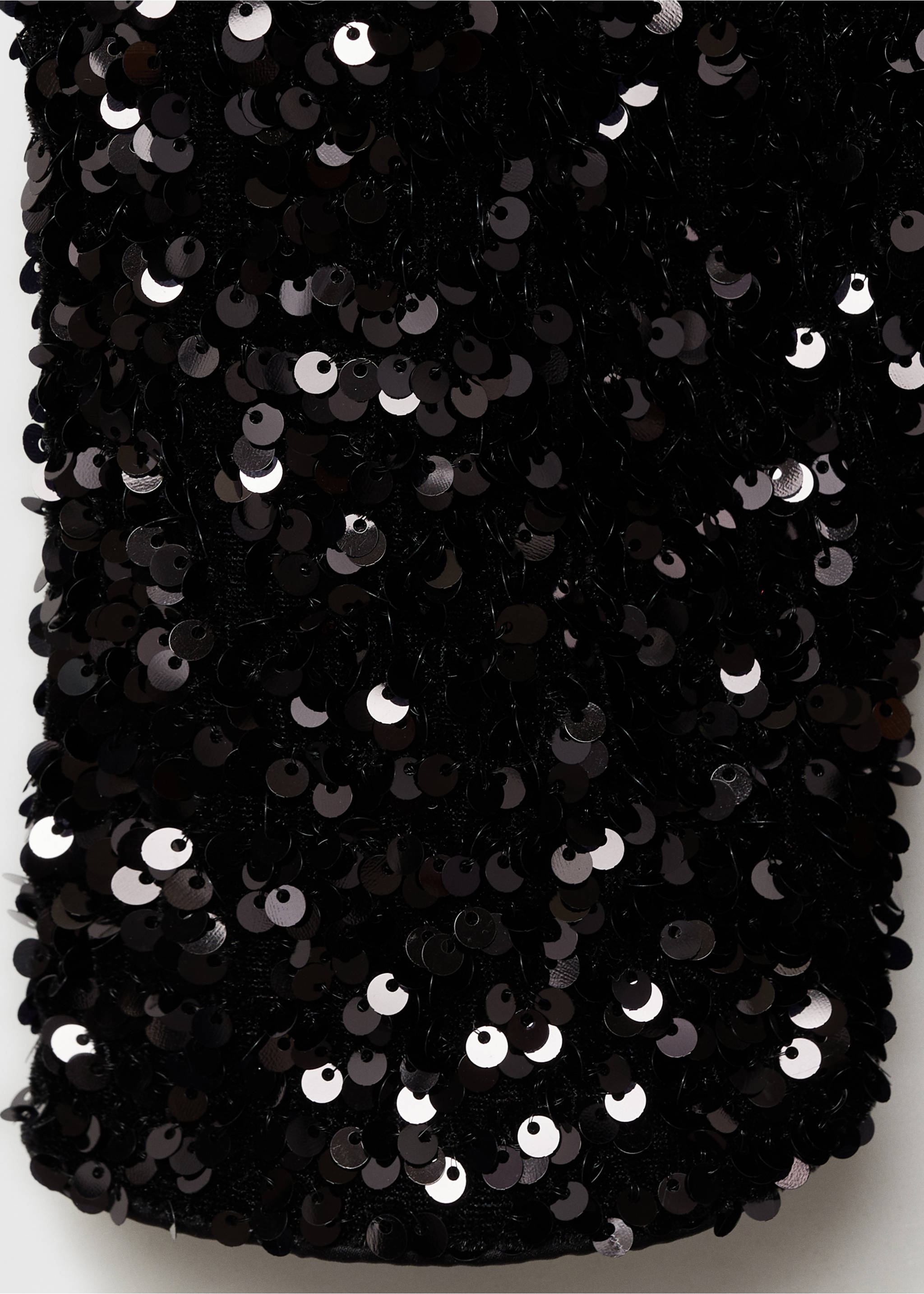 Puffed sleeves sequined dress - Details of the article 0, Black. Ref: 77049059-00.