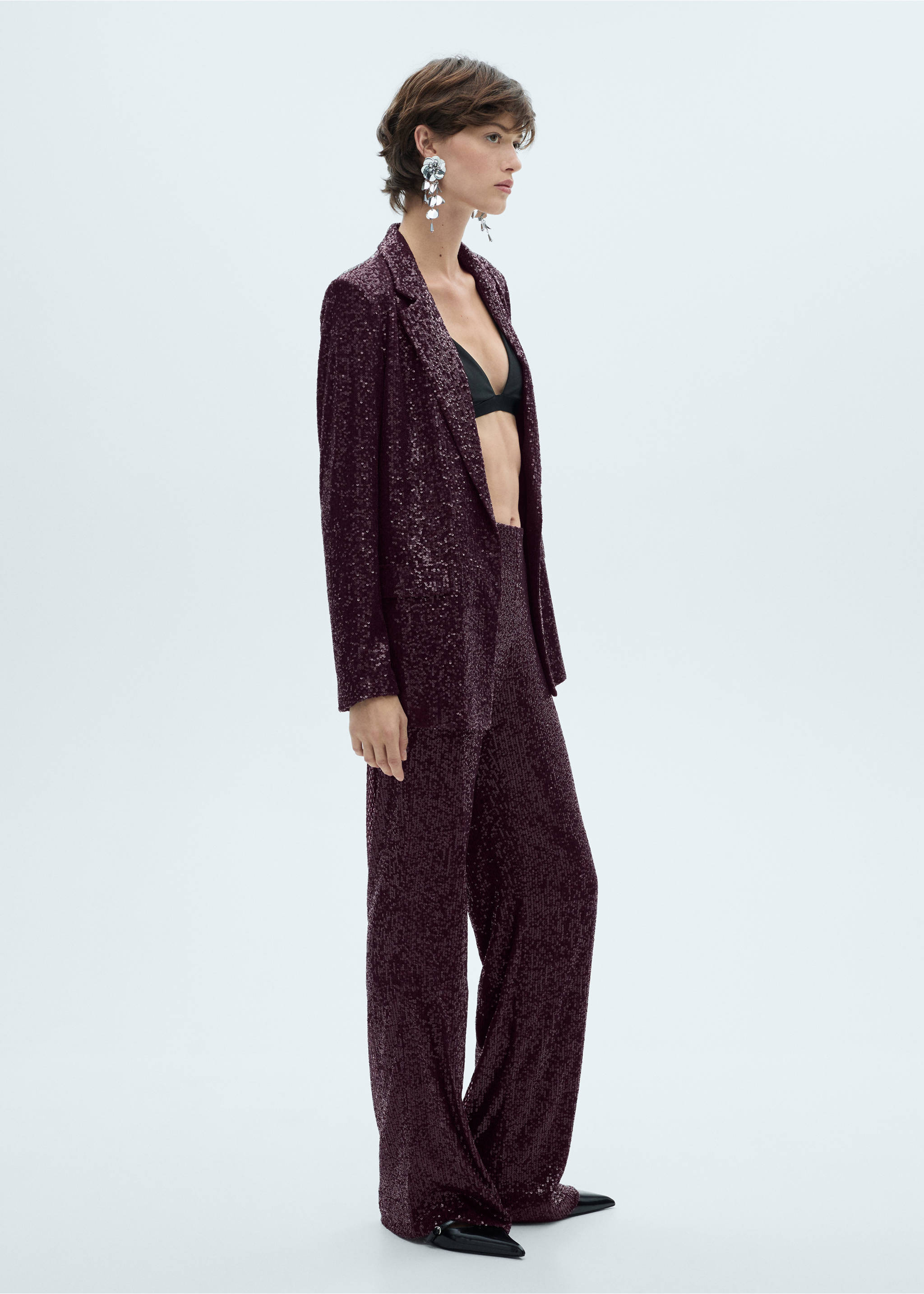 Sequined palazzo trousers - General plane, Wine. Ref: 77049062-00.