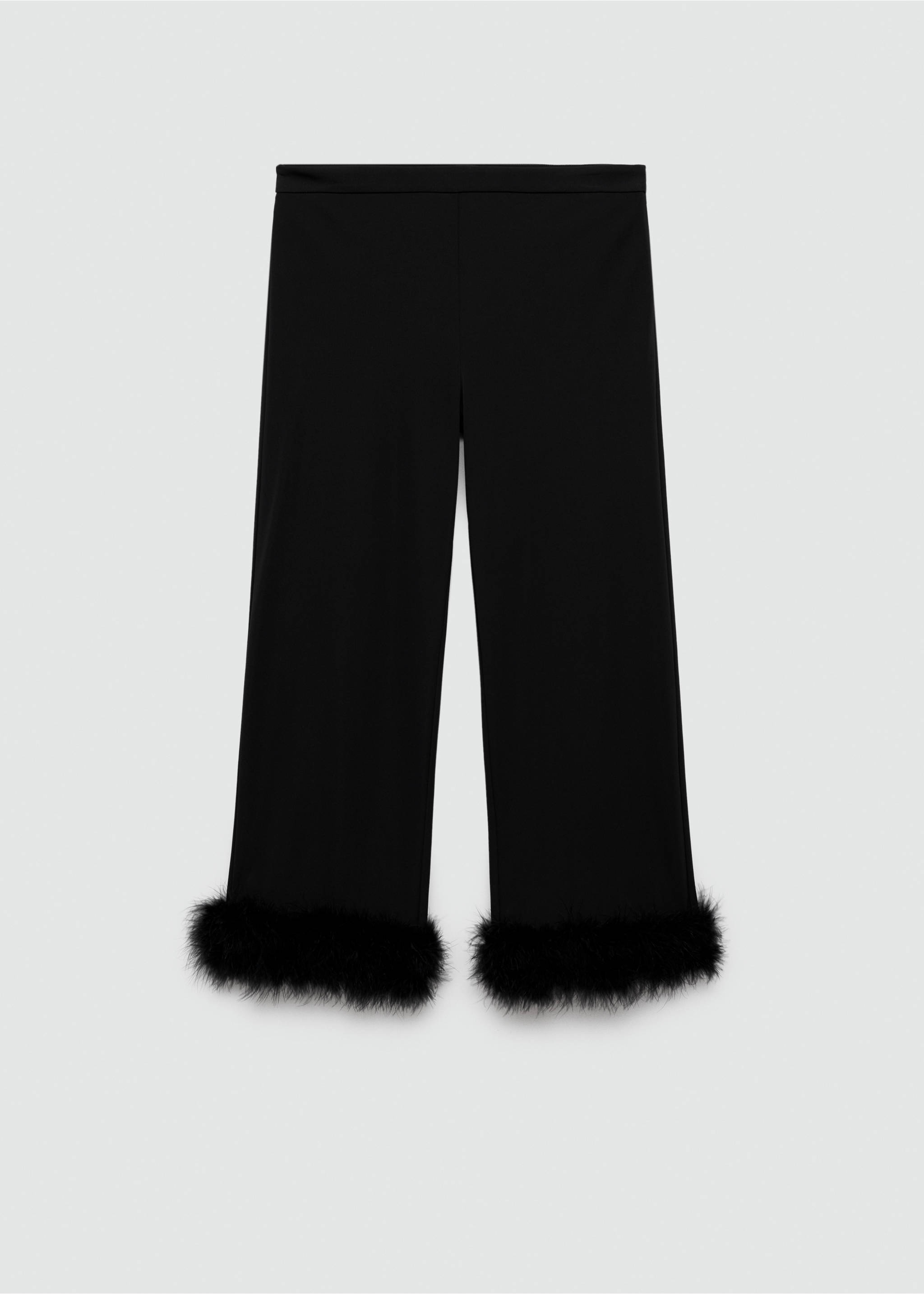 Cropped trousers with feather detail - Article without model, Black. Ref: 77049063-00.