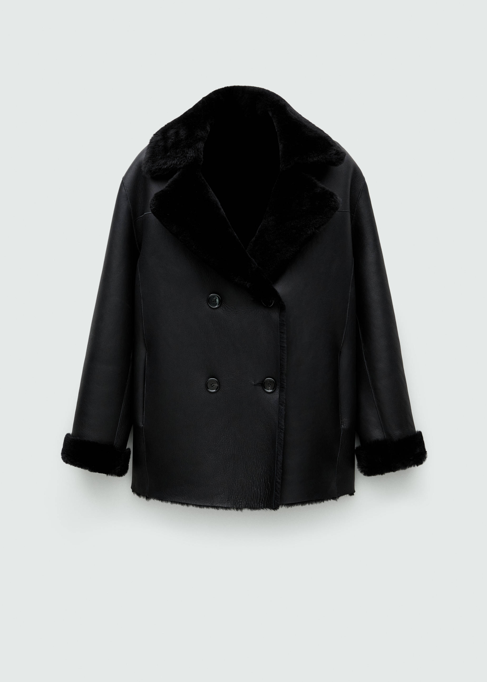 Double-breasted leather coat - Article without model