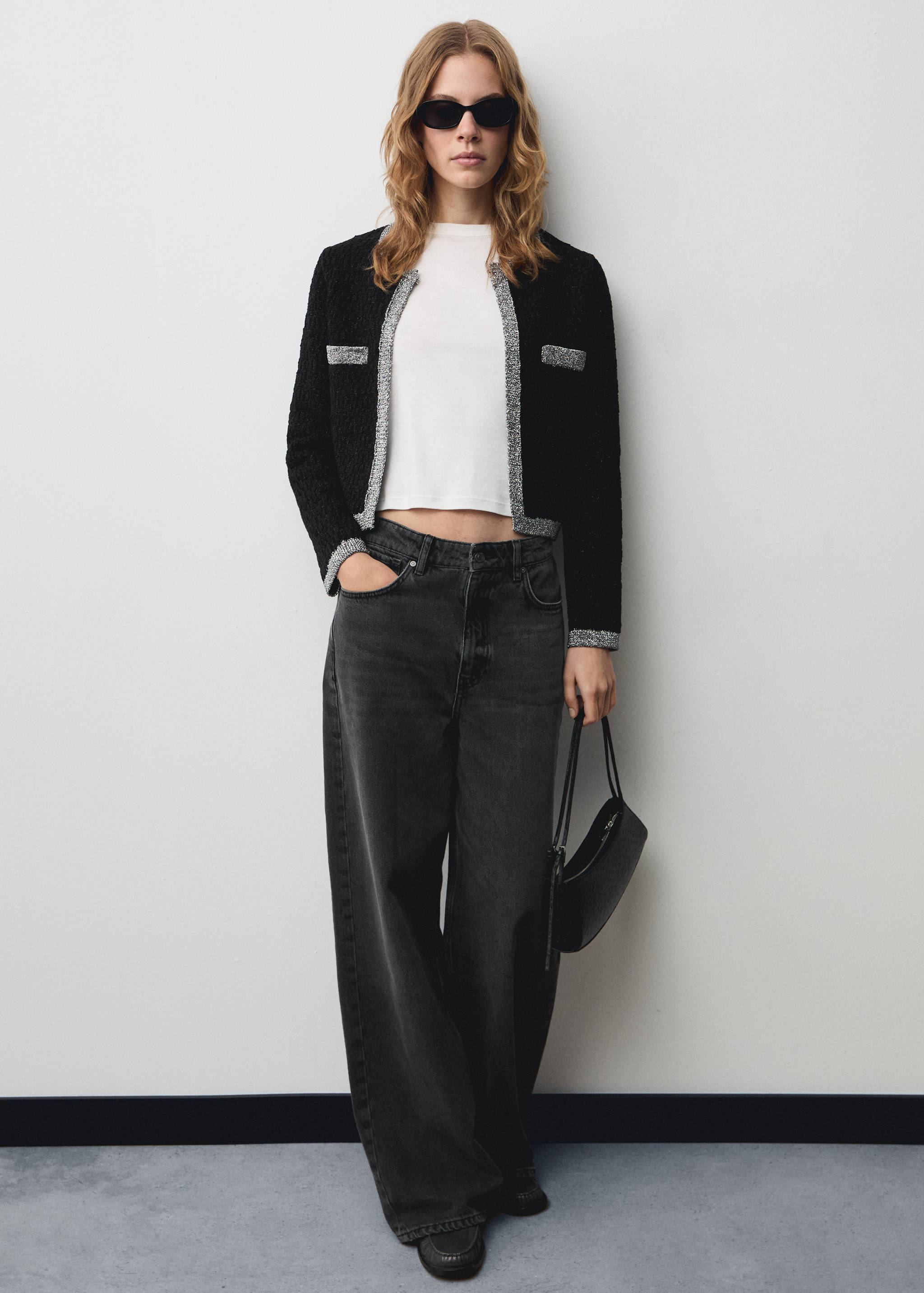 Knitted jacket with lurex detail - General plane