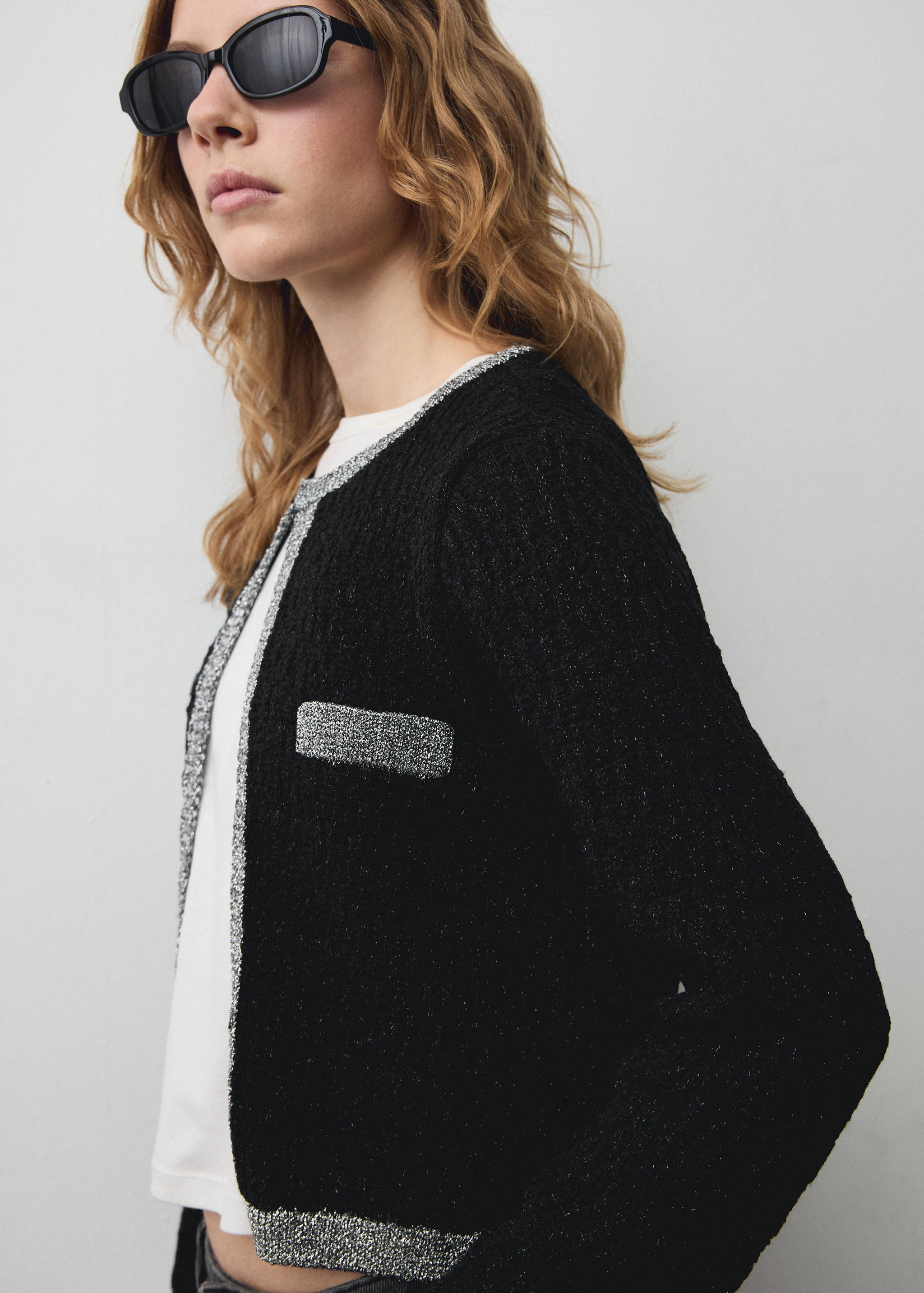 Knitted jacket with lurex detail - Details of the article 1
