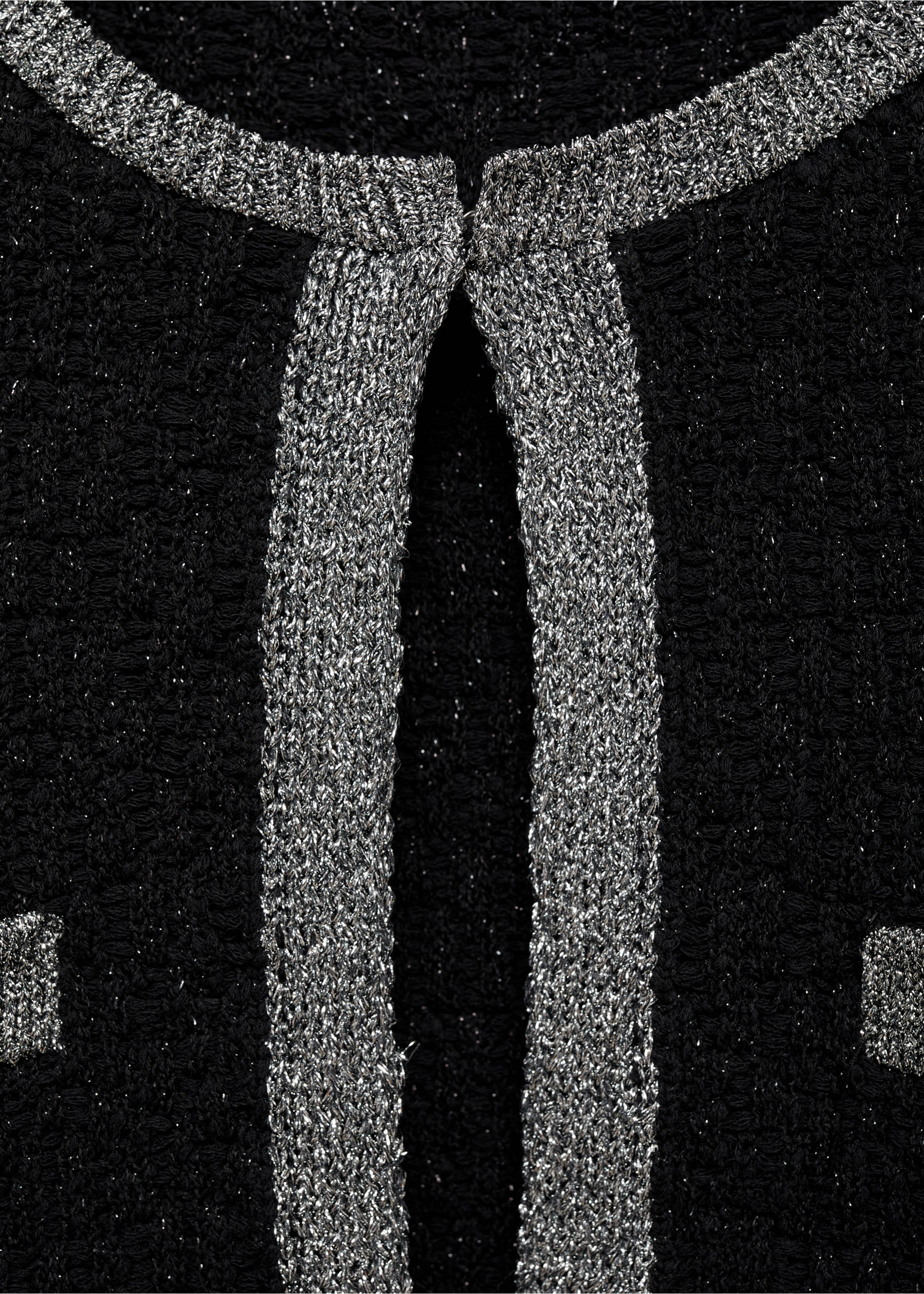 Knitted jacket with lurex detail - Details of the article 8, Black. Ref: 77049069-00.