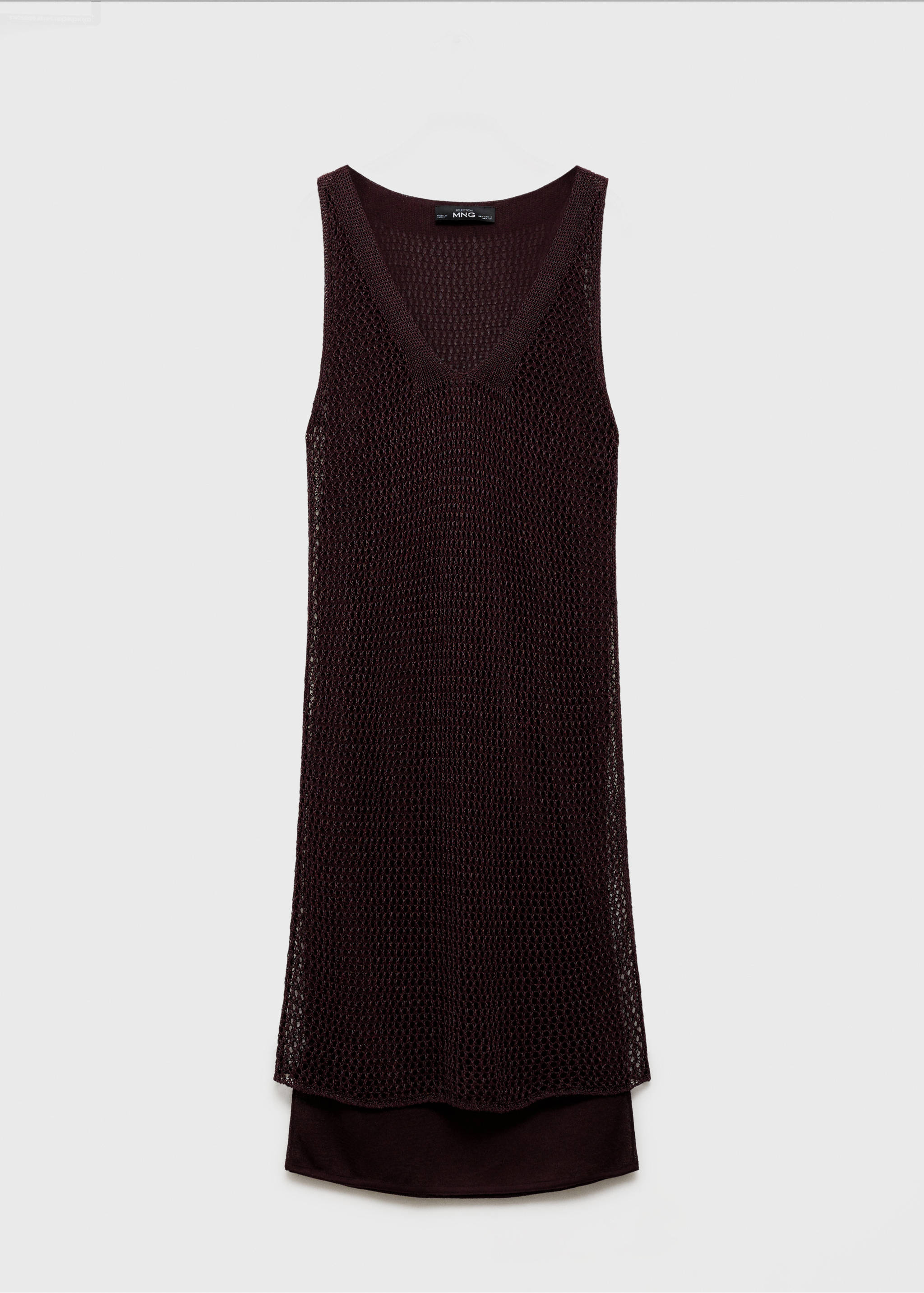 Lurex openwork knit dress - Article without model, Burgundy. Ref: 77049071-00.