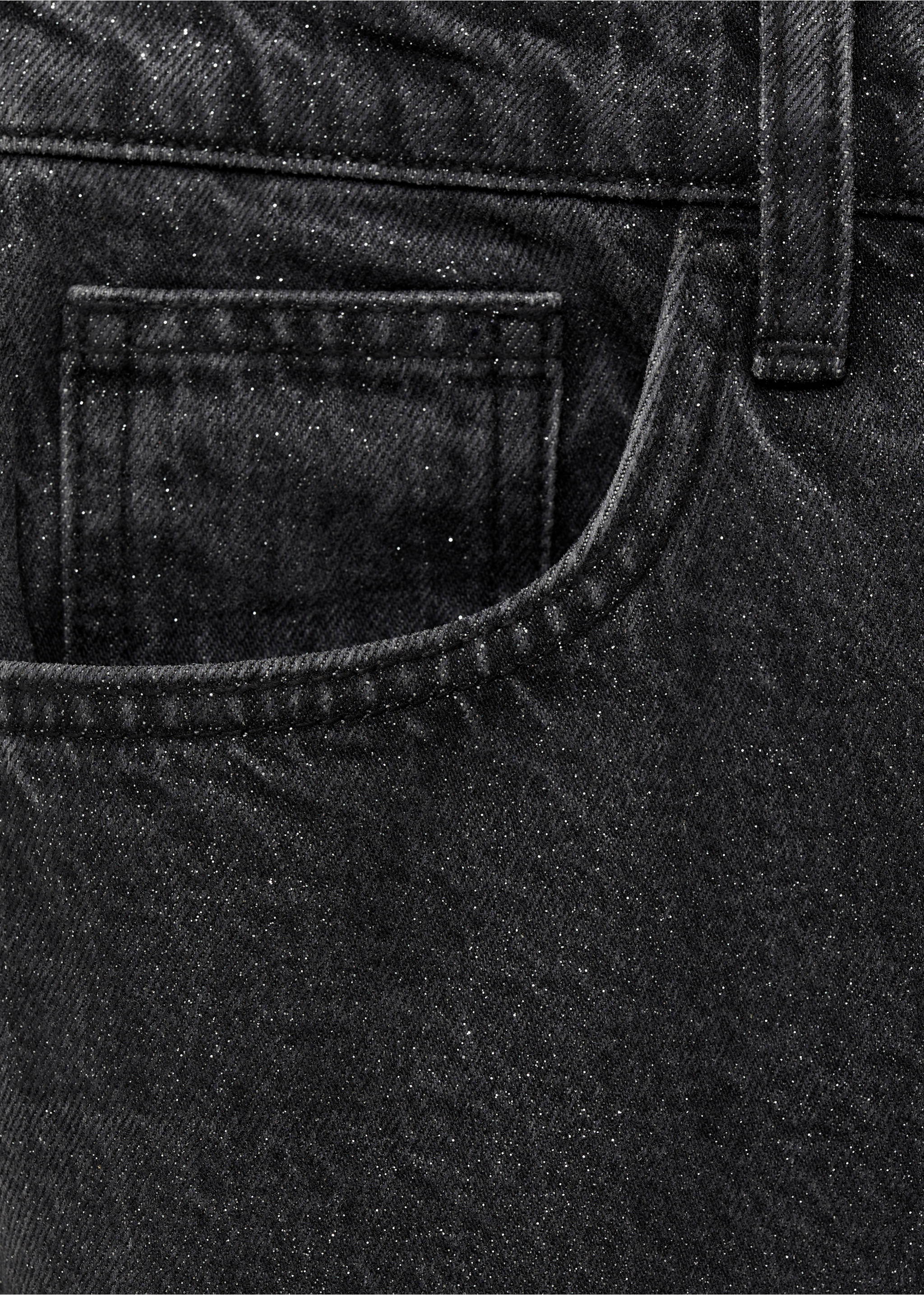 Shiny straight-fit jeans - Details of the article 0, Black denim. Ref: 77049074-00.
