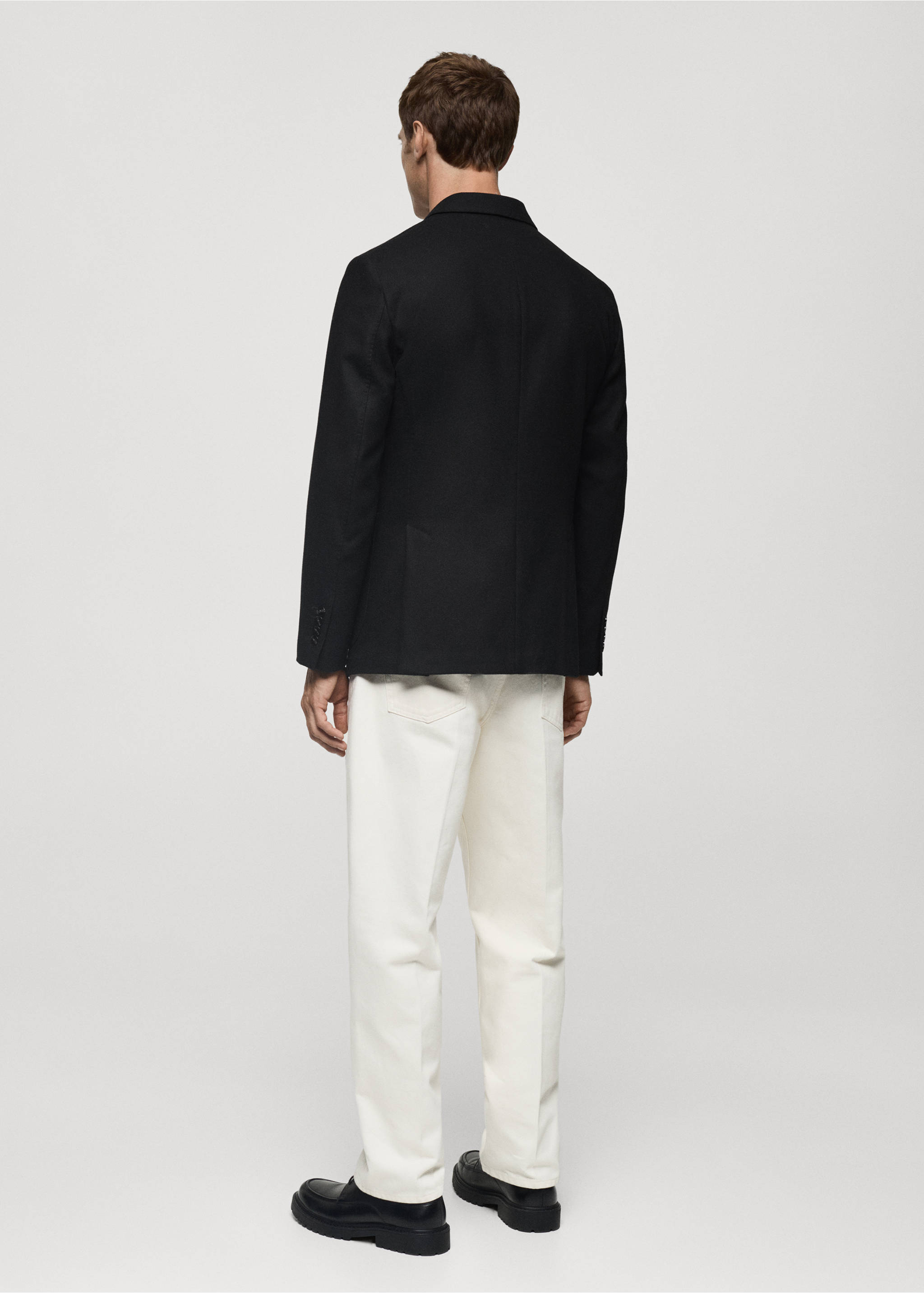 Recycled wool slim-fit jacket - Reverse of the article, Black. Ref: 77049228-00.