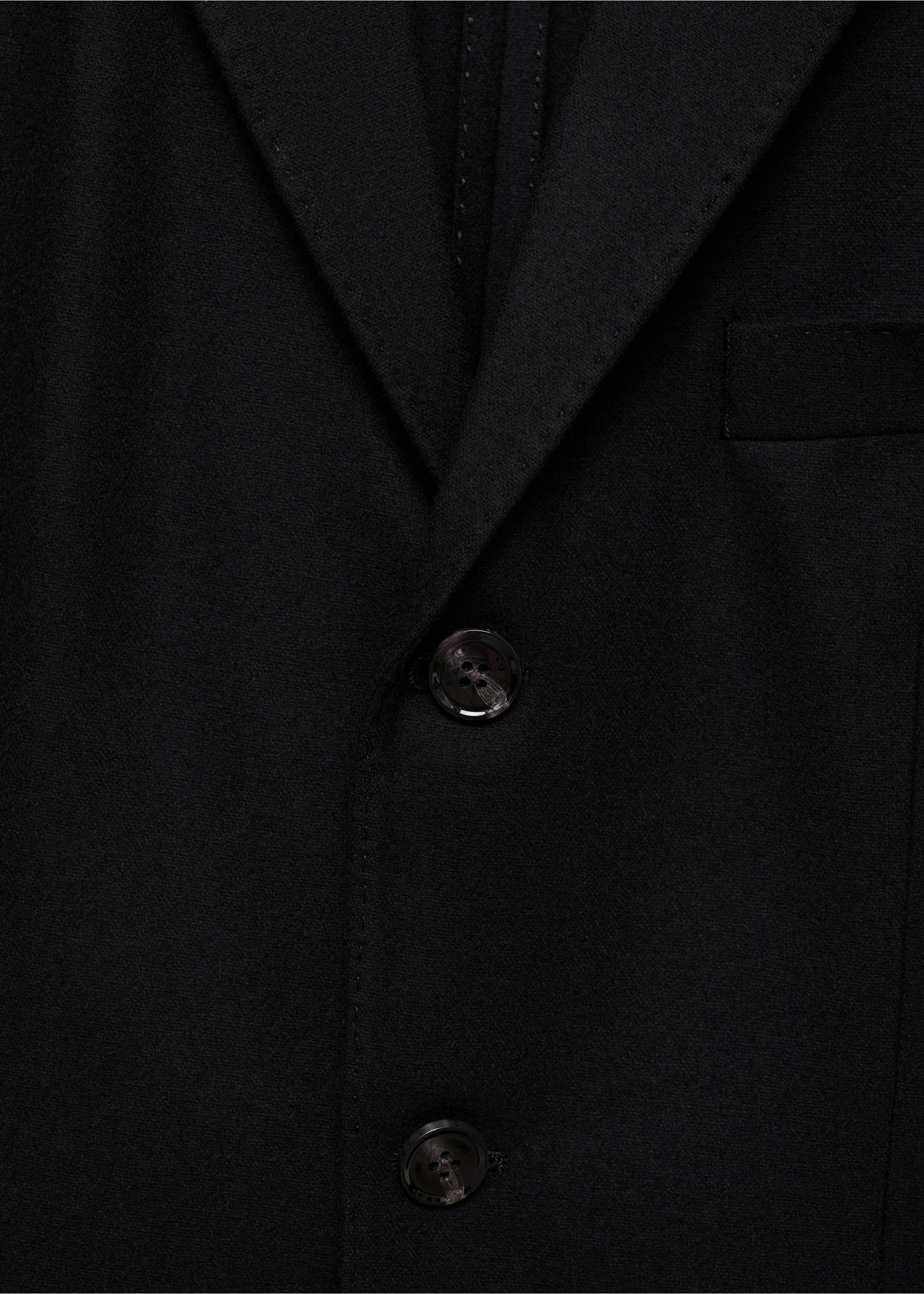 Recycled wool slim-fit jacket - Details of the article 8, Black. Ref: 77049228-00.