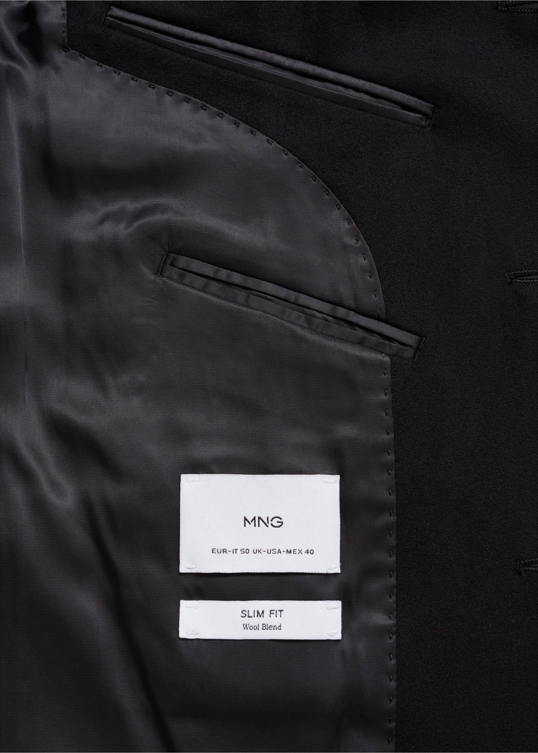 Recycled wool slim-fit jacket - Details of the article 0, Black. Ref: 77049228-00.