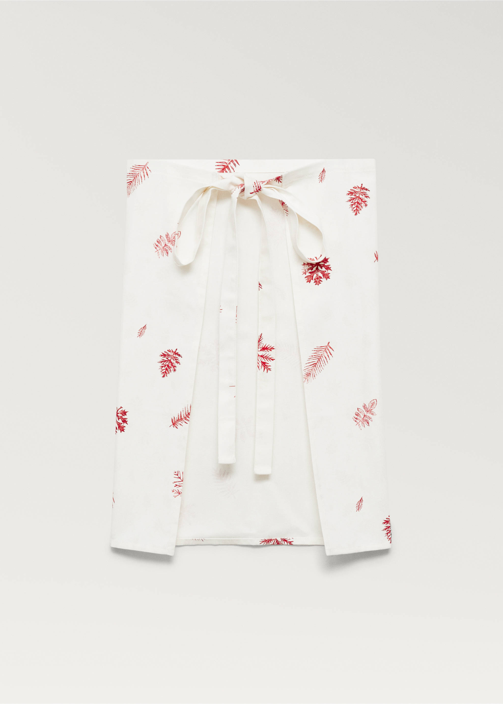 Apron with embroidered details - Details of the article 1, White. Ref: 77049238-00.