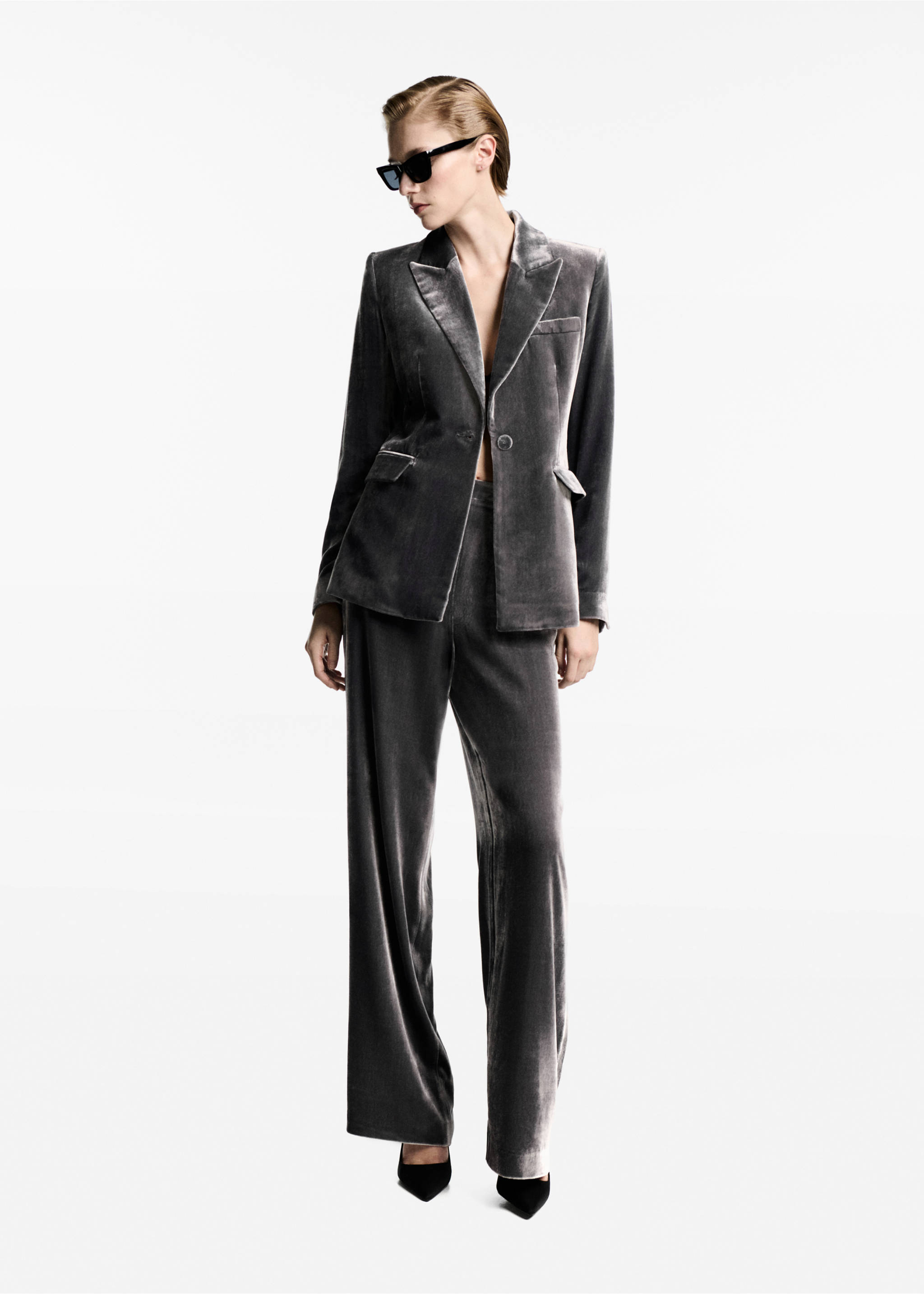 Velvet suit jacket - General plane, Silver. Ref: 77049239-00.