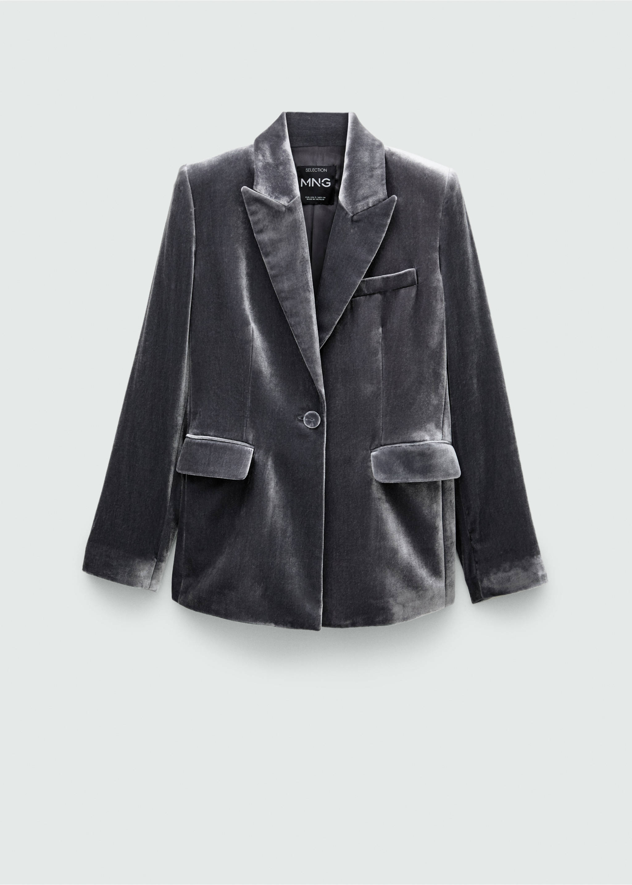 Velvet suit jacket - Article without model, Silver. Ref: 77049239-00.