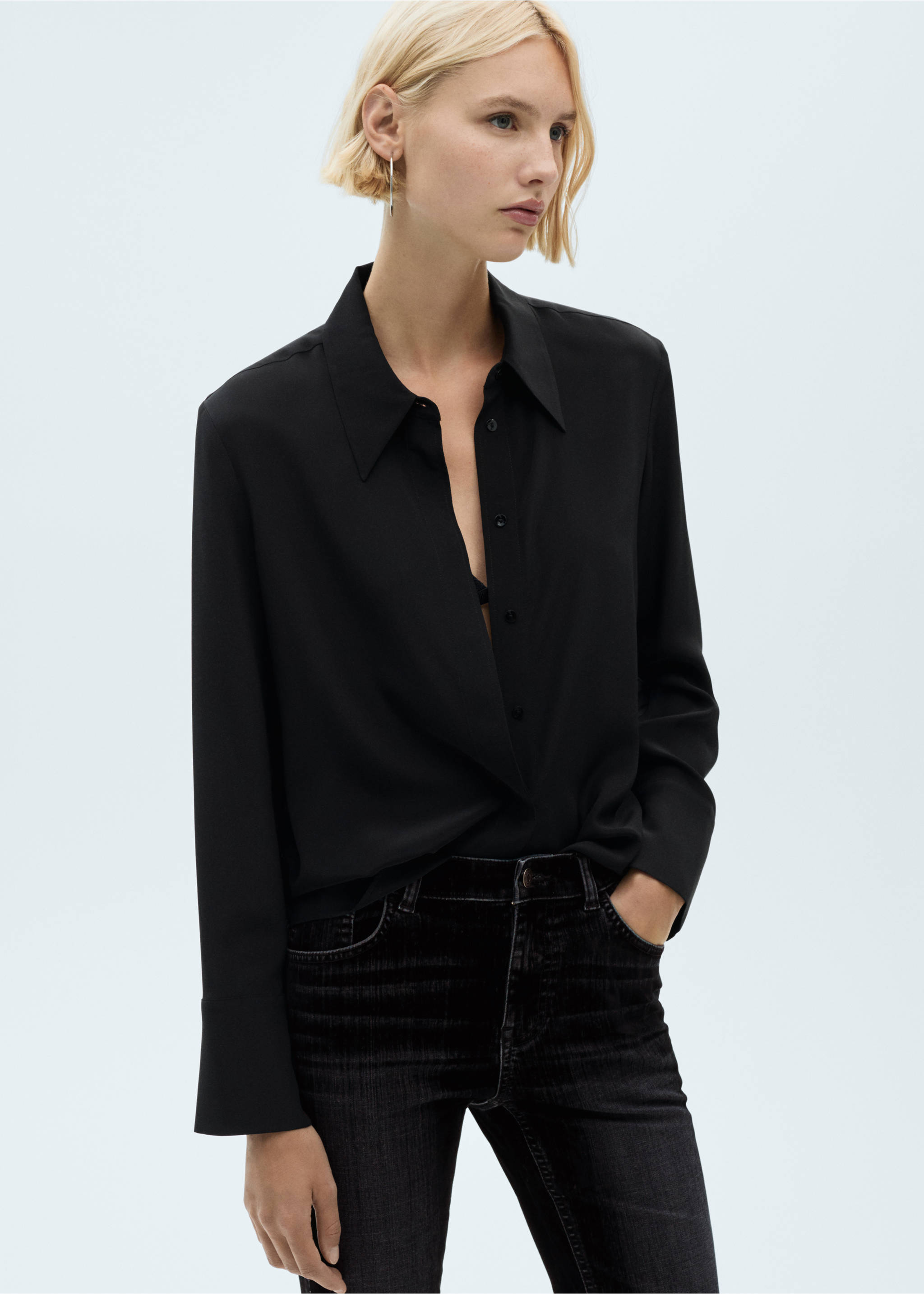 Blugi flare cu talie joasă - Detaliu al articolului 1, Bleumarin închis. Ref: 77049406-00.