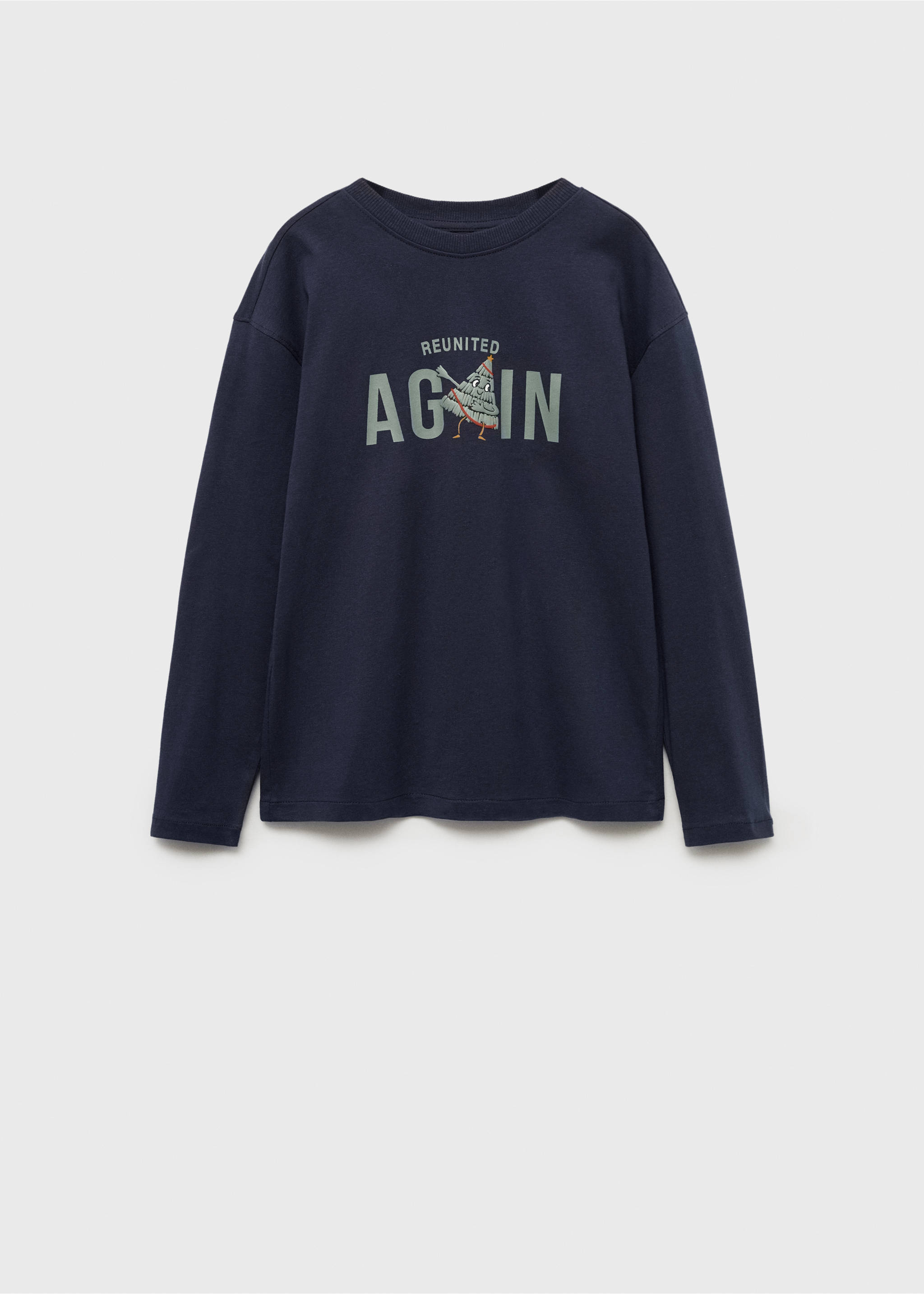 Long sleeve cotton t-shirt - Article without model, Dark Navy. Ref: 77049407-00.