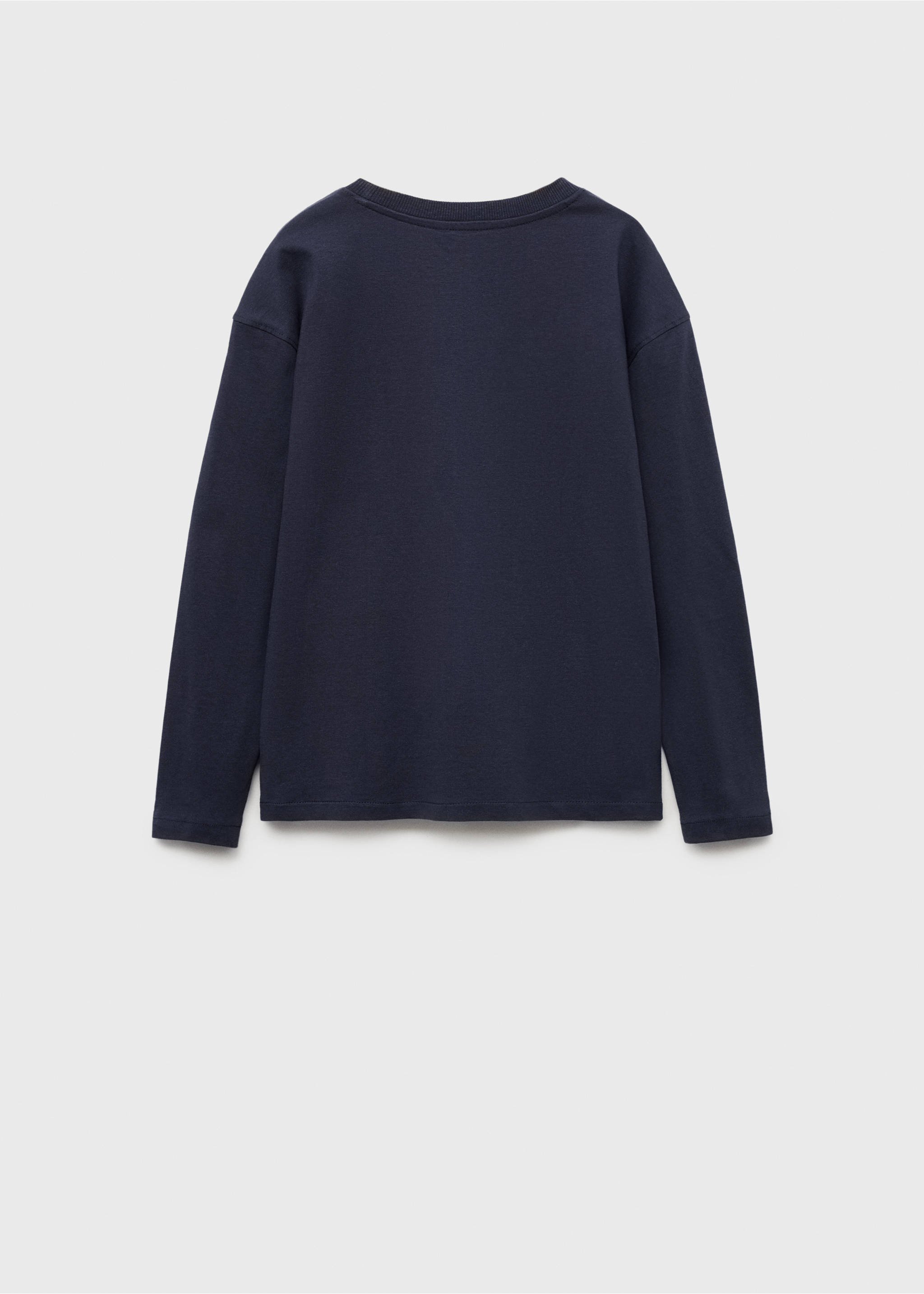 Long sleeve cotton t-shirt - Reverse of the article, Dark Navy. Ref: 77049407-00.