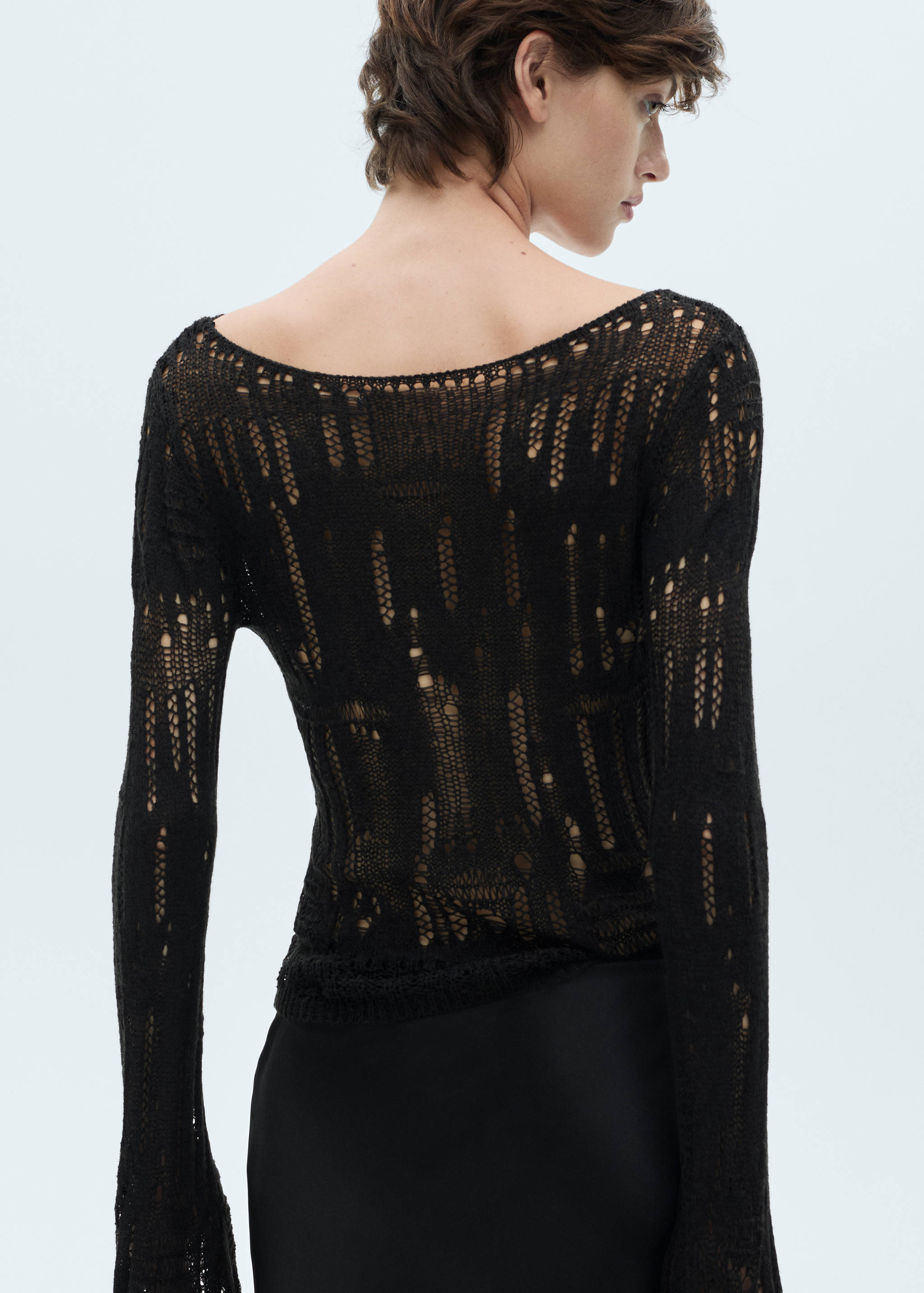 Jersey punto desagujado manga acampanada - Reverso del artículo