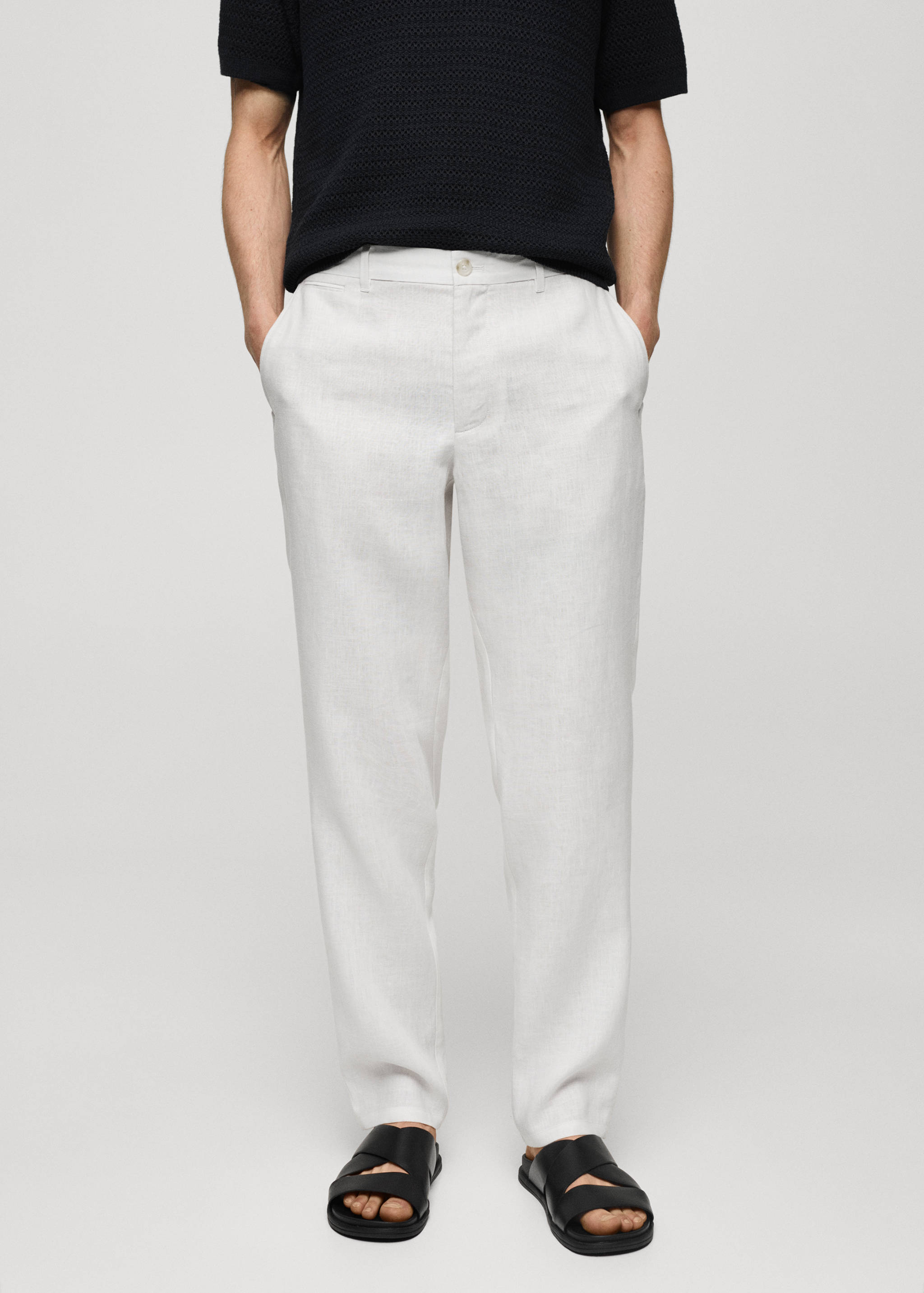 Slim-fit 100% linen pants - Medium plane