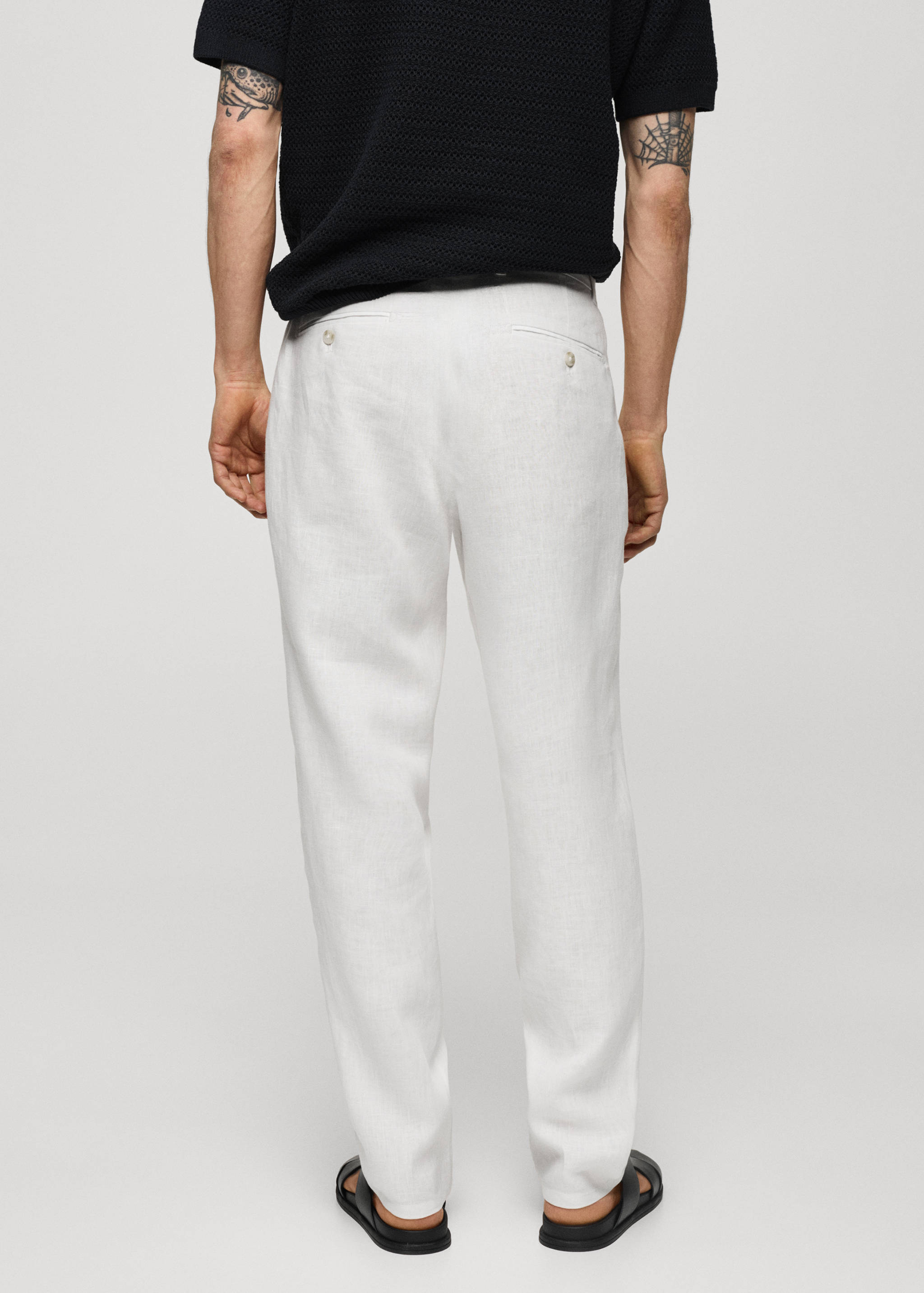 Slim-fit 100% linen pants - Reverse of the article