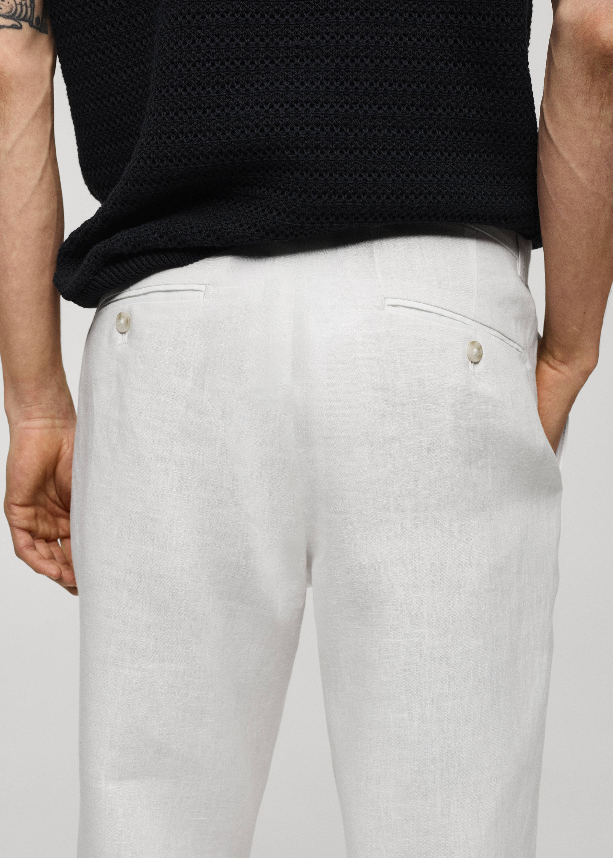 Slim-fit 100% linen pants - Details of the article 6