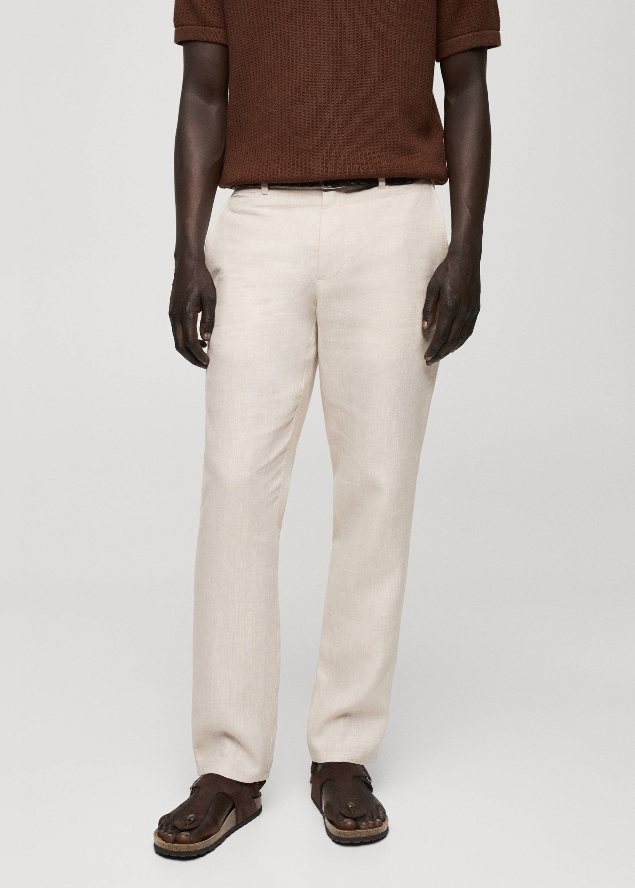 Slim-fit 100% linen pants - Medium plane