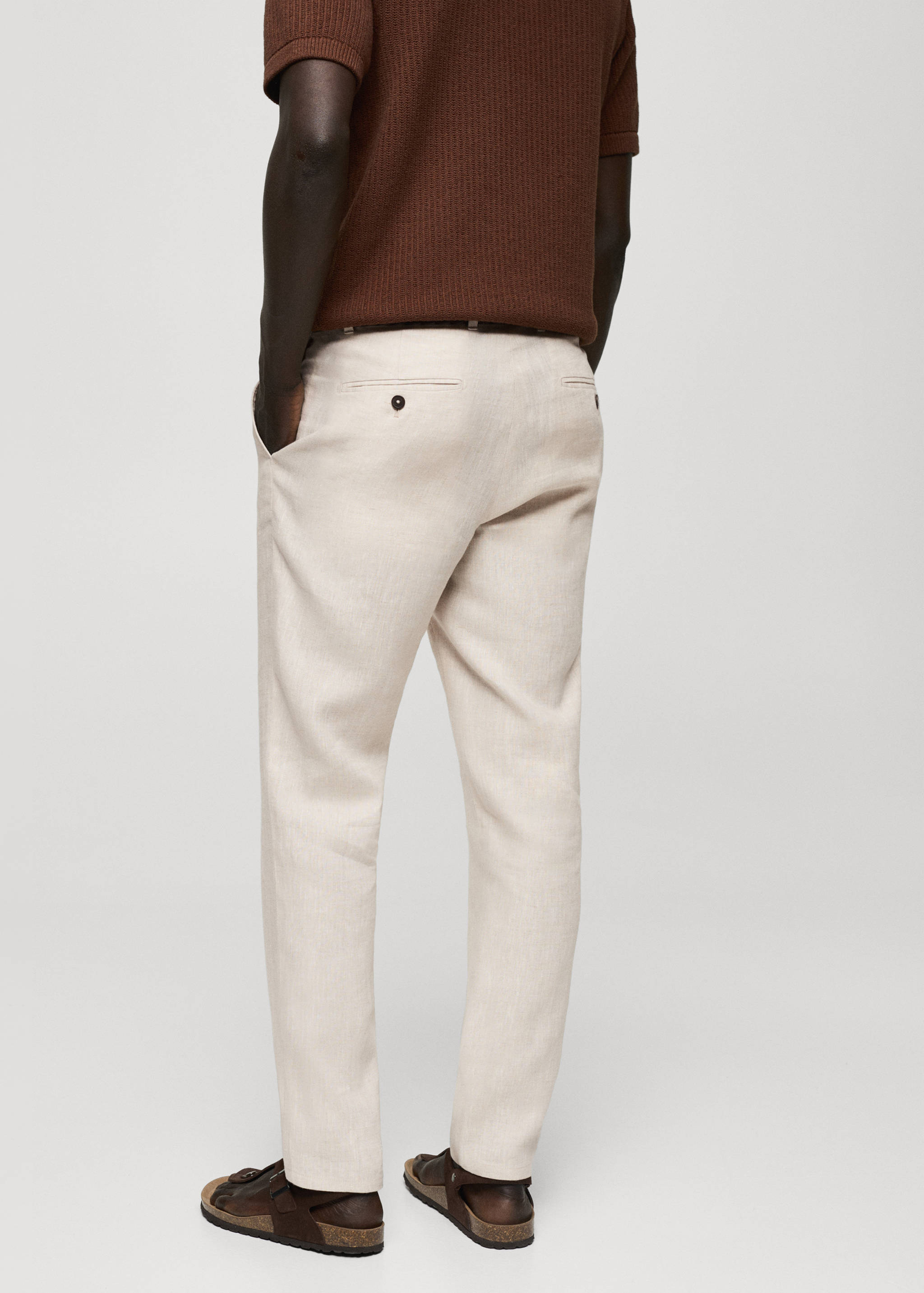 Slim-fit 100% linen pants - Reverse of the article