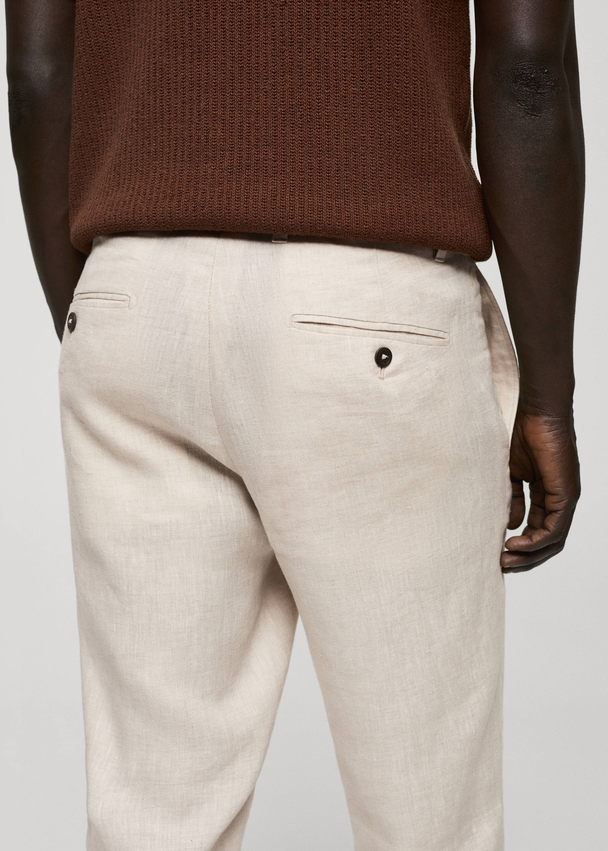 Slim-fit 100% linen pants - Details of the article 6