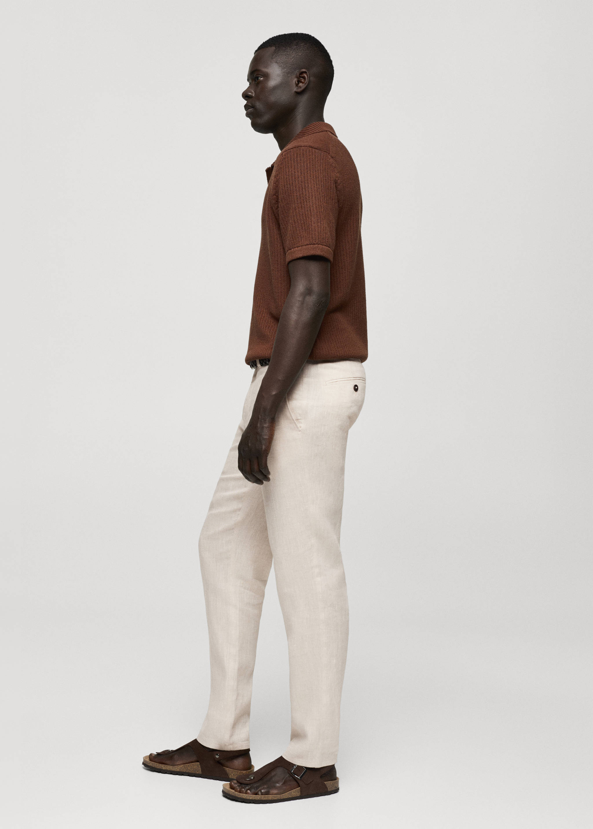 Slim-fit 100% linen pants - Details of the article 2