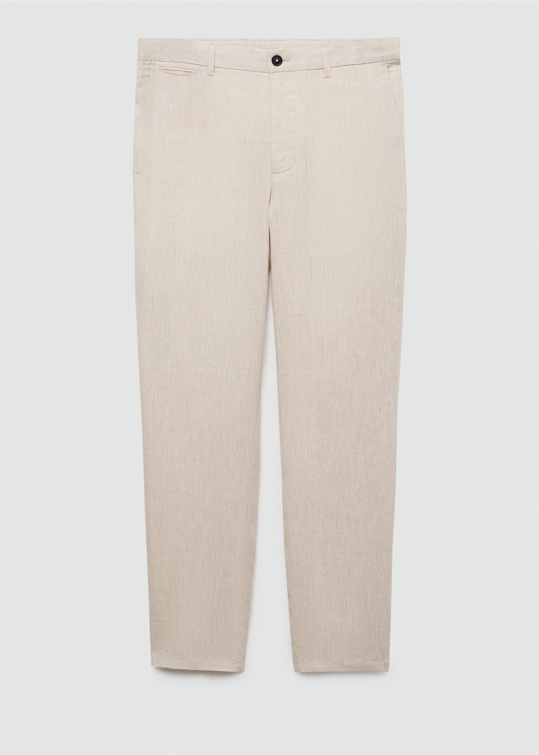 Slim-fit 100% linen trousers - Article without model, Ecru. Ref: 77050250-00.