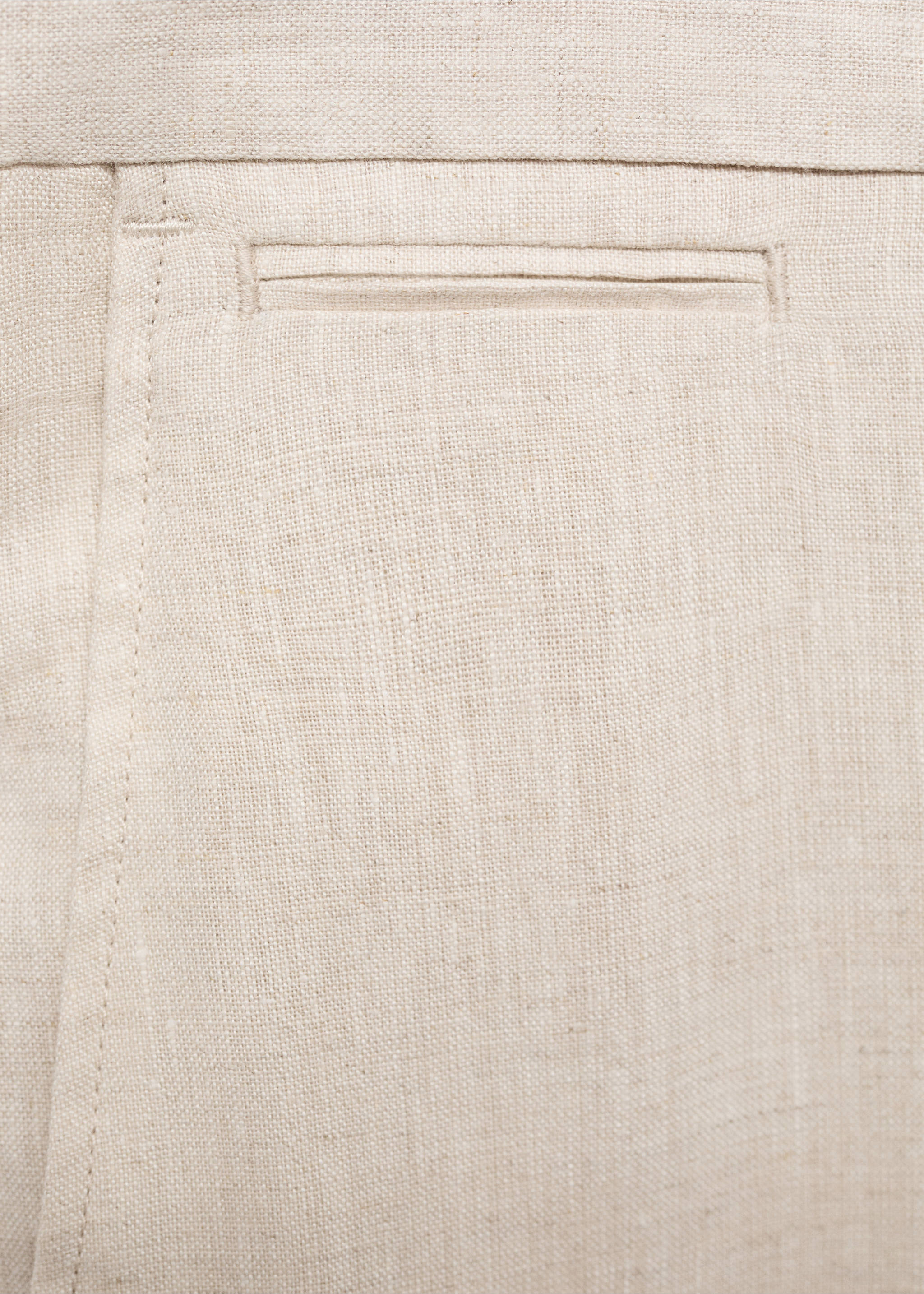 Slim-fit 100% linen trousers - Details of the article 8, Ecru. Ref: 77050250-00.