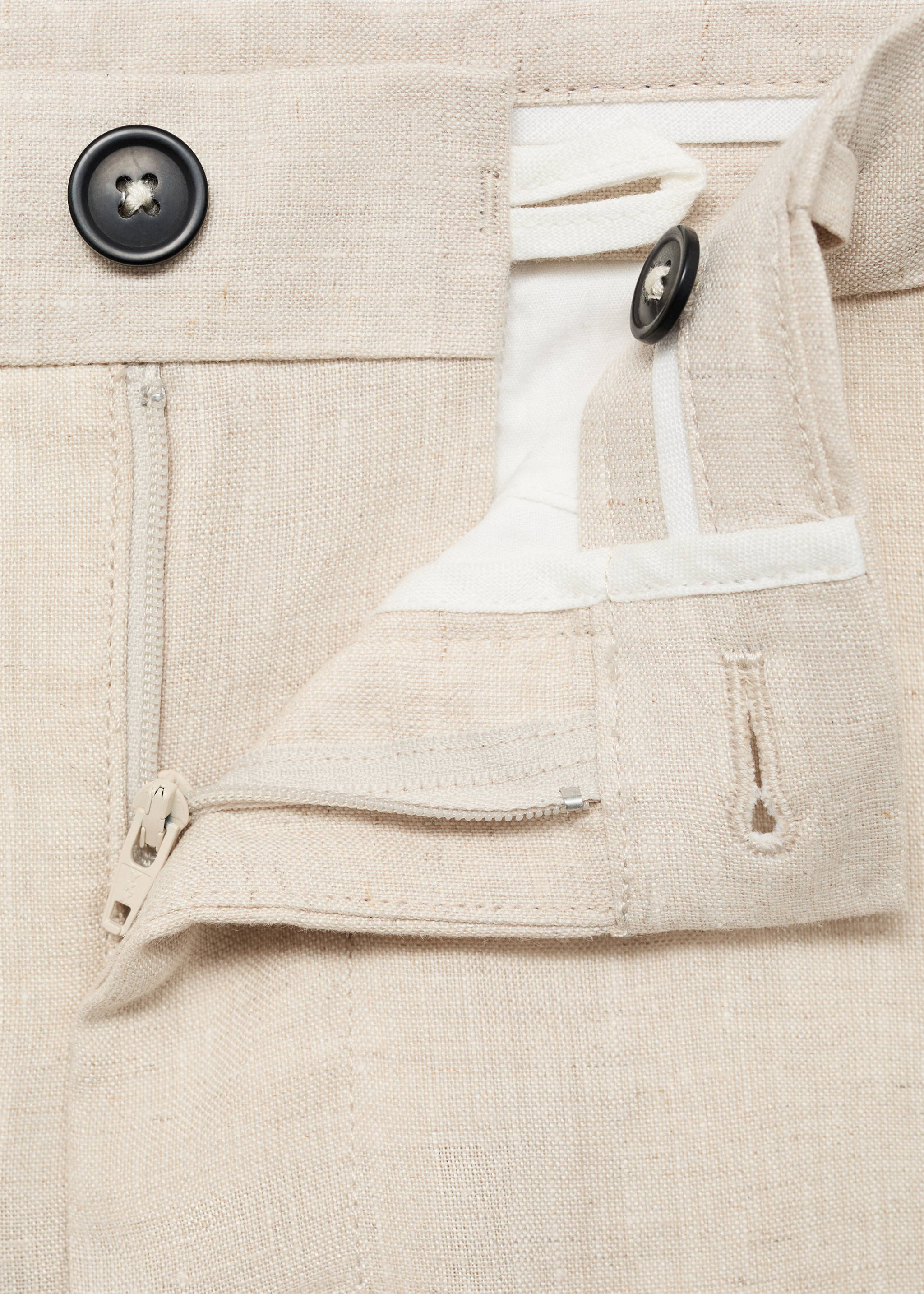 Slim-fit 100% linen trousers - Details of the article 0, Ecru. Ref: 77050250-00.