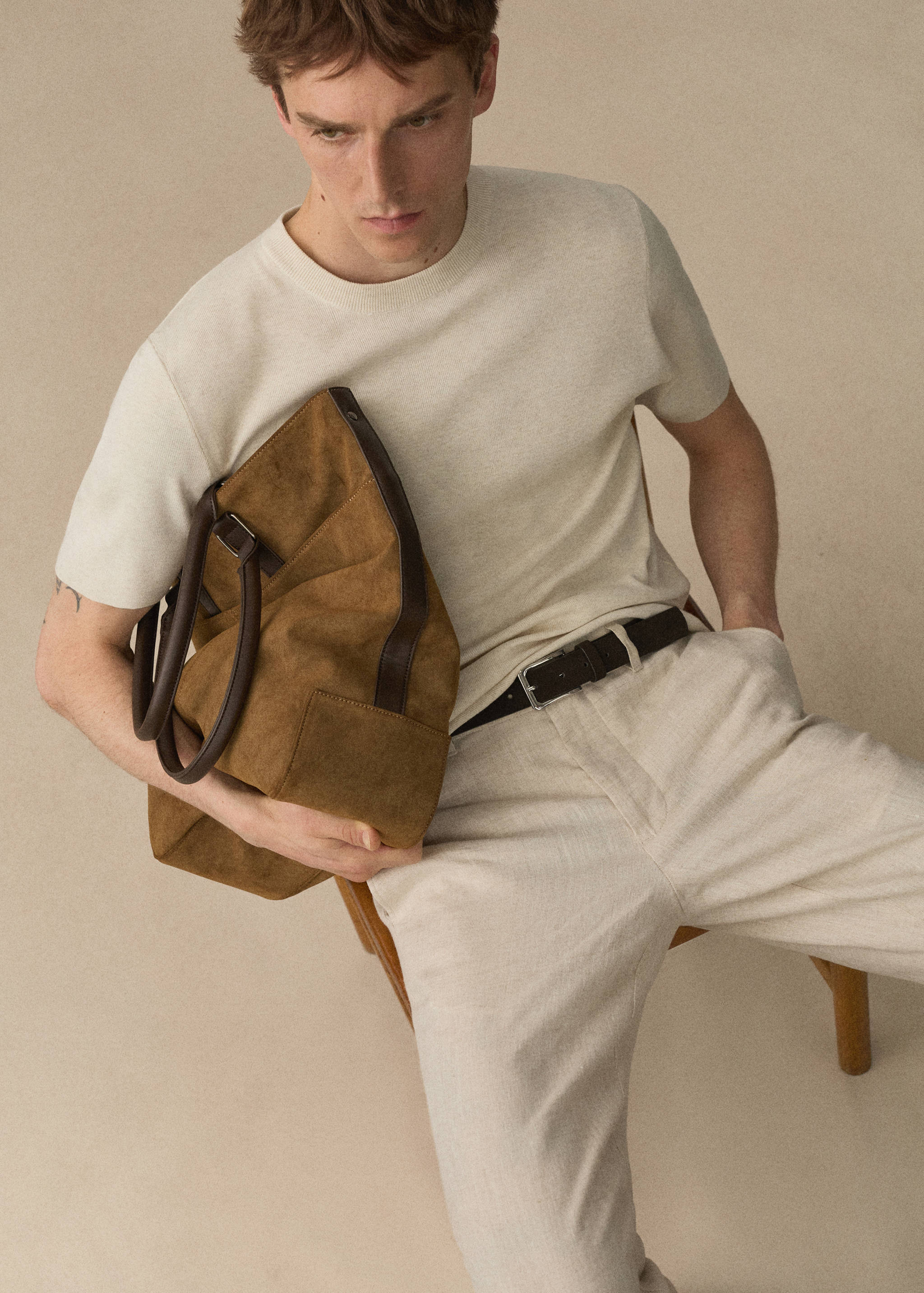 Slim-fit 100% linen pants - Details of the article 3