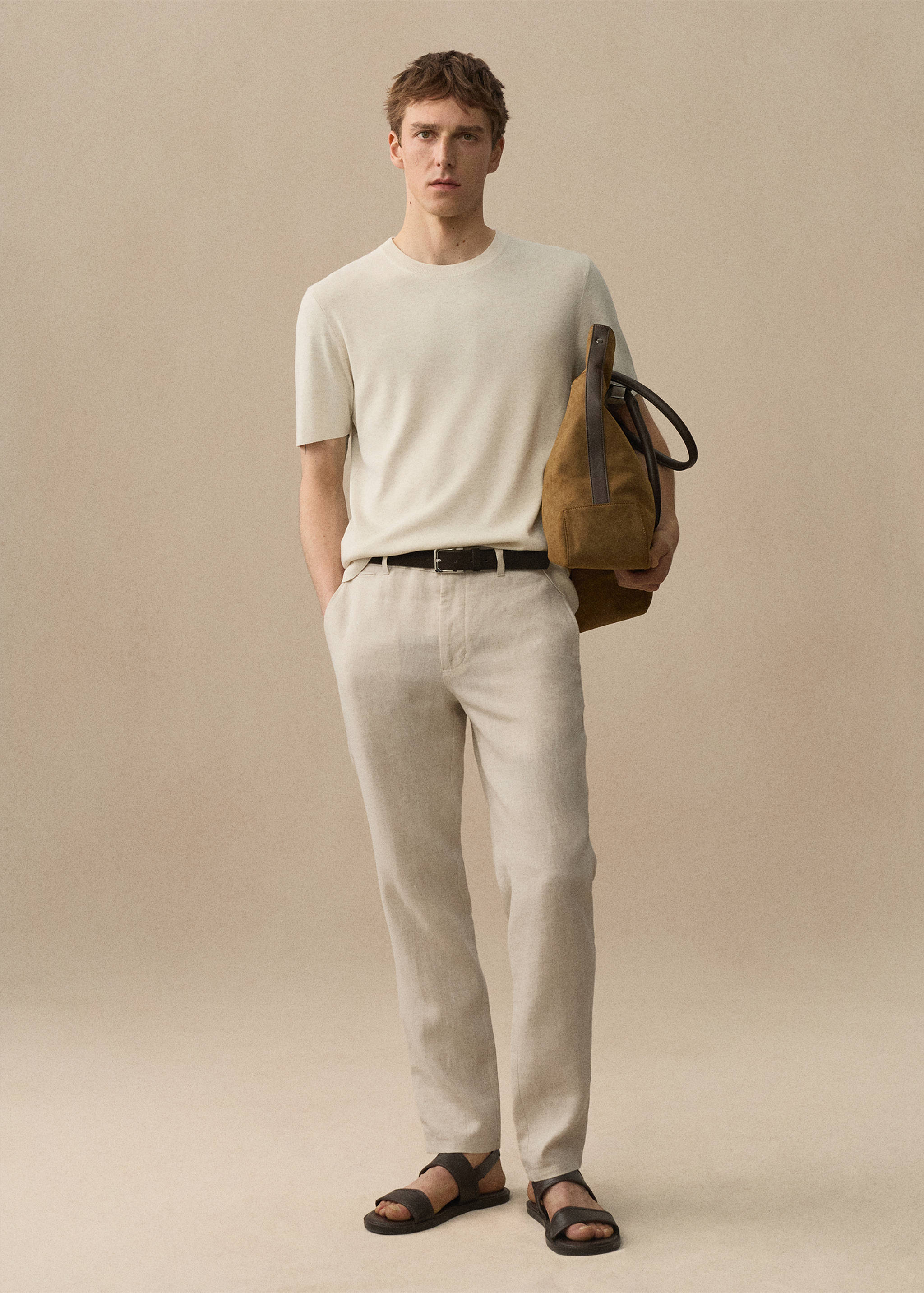 Slim-fit 100% linen pants - Details of the article 5