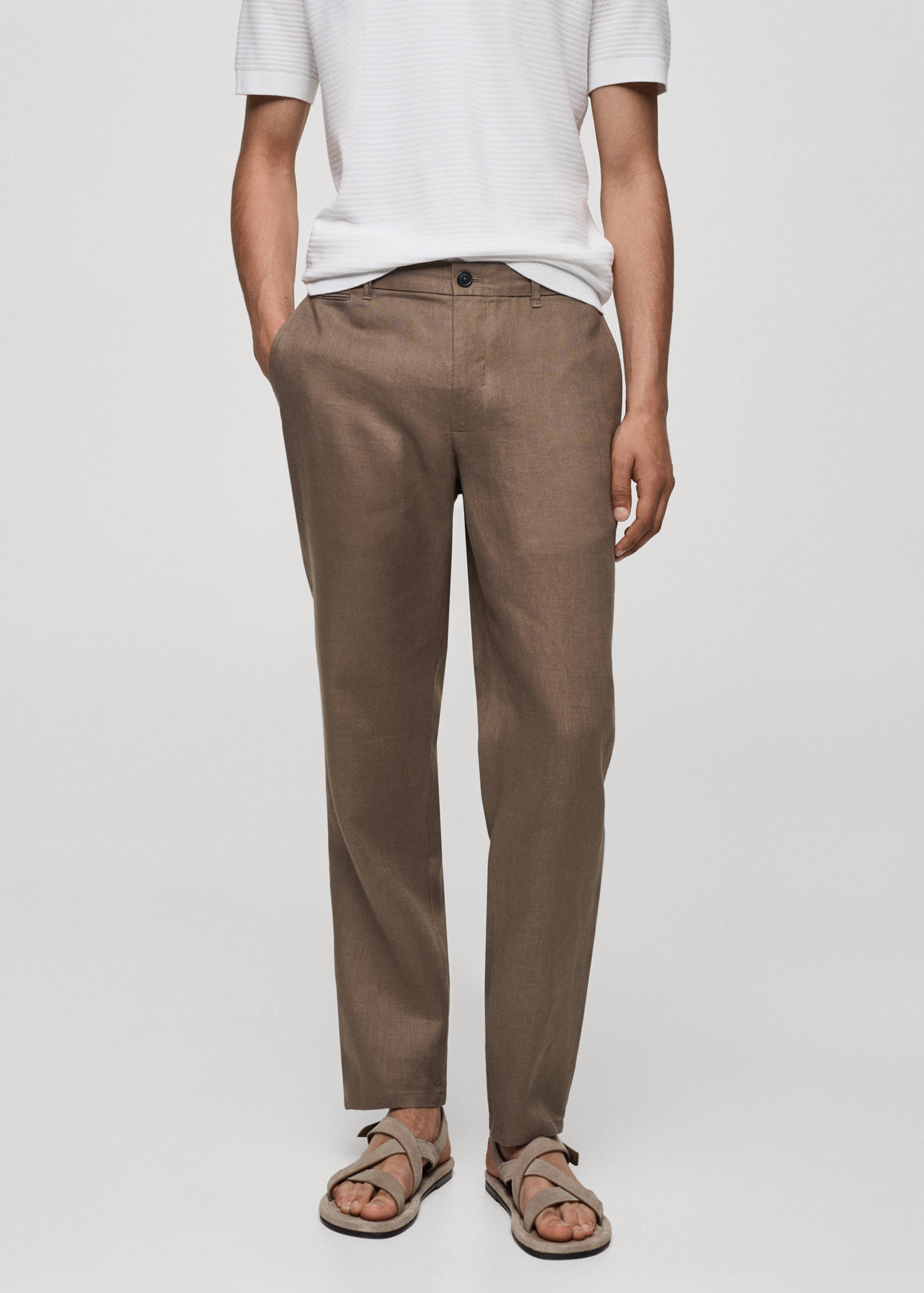 Slim-fit 100% linen pants - Medium plane